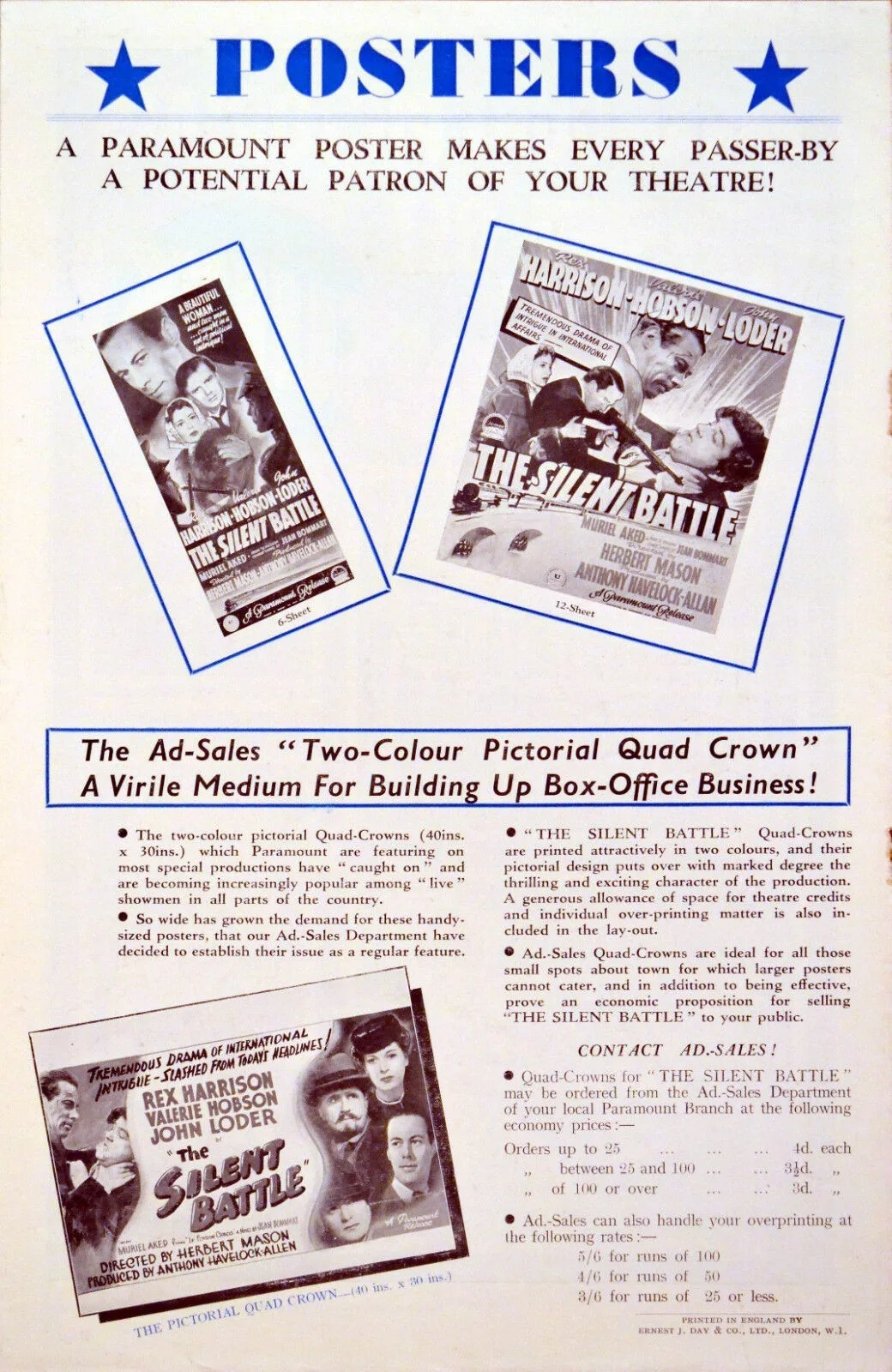 SILENT BATTLE 1939 Rex Harrison, Valerie Hobson, John Loder UK PRESSBOOK, image 2