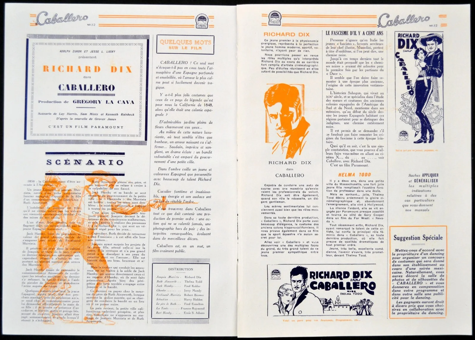 GAY DEFENDER 1927 Richard Dix, Thelma Todd, Fred Kohler FRENCH PRESSBOOK, изображение 2