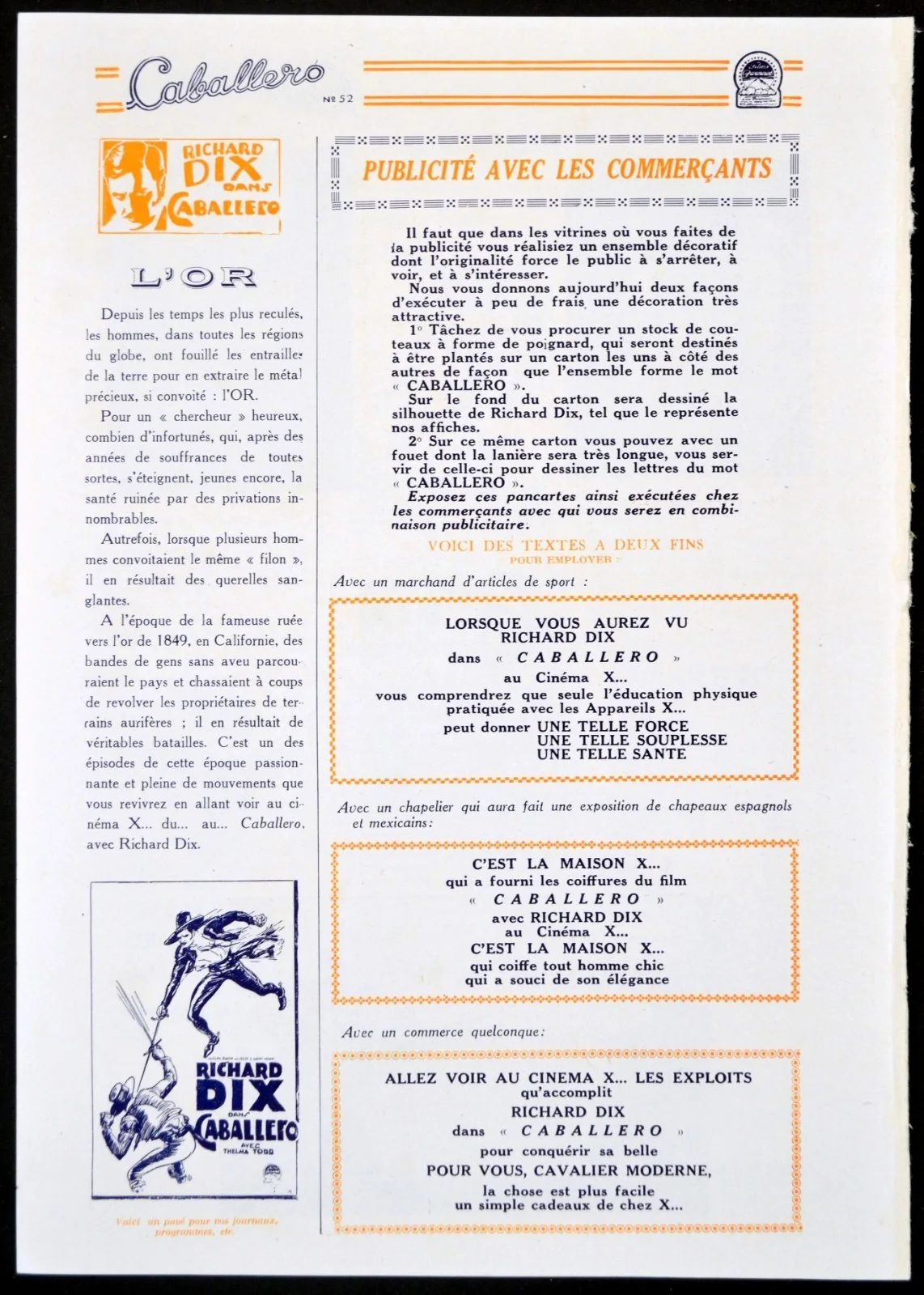 GAY DEFENDER 1927 Richard Dix, Thelma Todd, Fred Kohler FRENCH PRESSBOOK, изображение 4