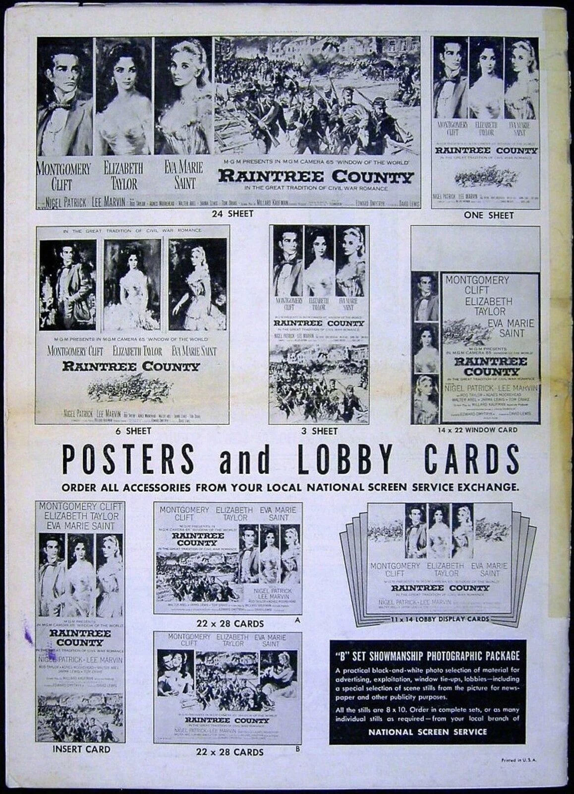 RAINTREE COUNTY 1957 Elizabeth Taylor, Montgomery Clift US PRESSBOOK, image 2