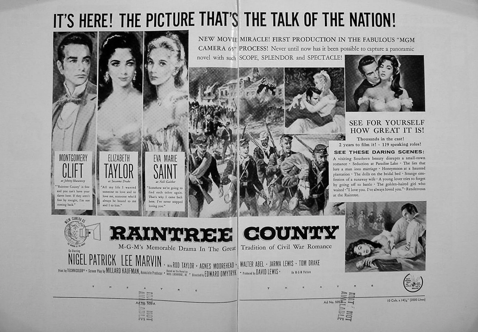 RAINTREE COUNTY 1957 Elizabeth Taylor, Montgomery Clift US PRESSBOOK, image 3