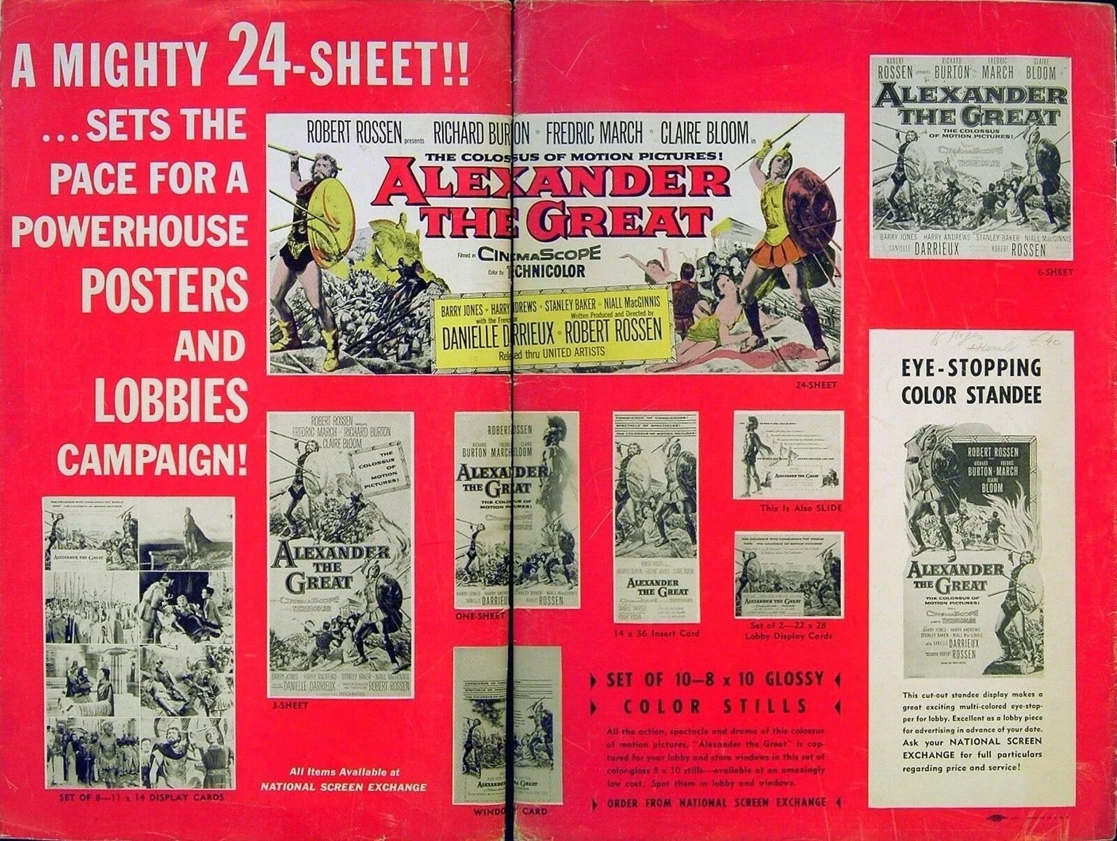 ALEXANDER THE GREAT 1956 Richard Burton, Fredric March Claire Bloom US PRESSBOOK, image 2