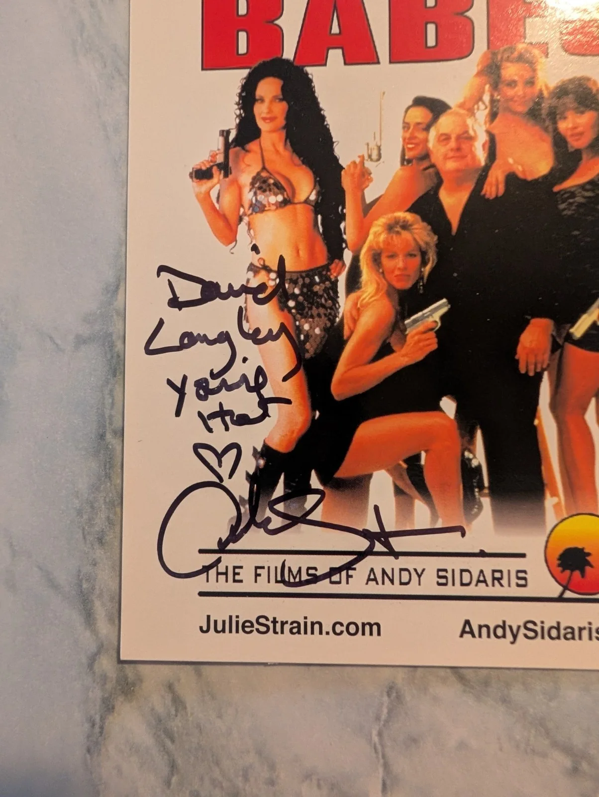 Julie Strain — Julie Strain Signed Autograph Bullets Bombs and Babes Postcard, image 3