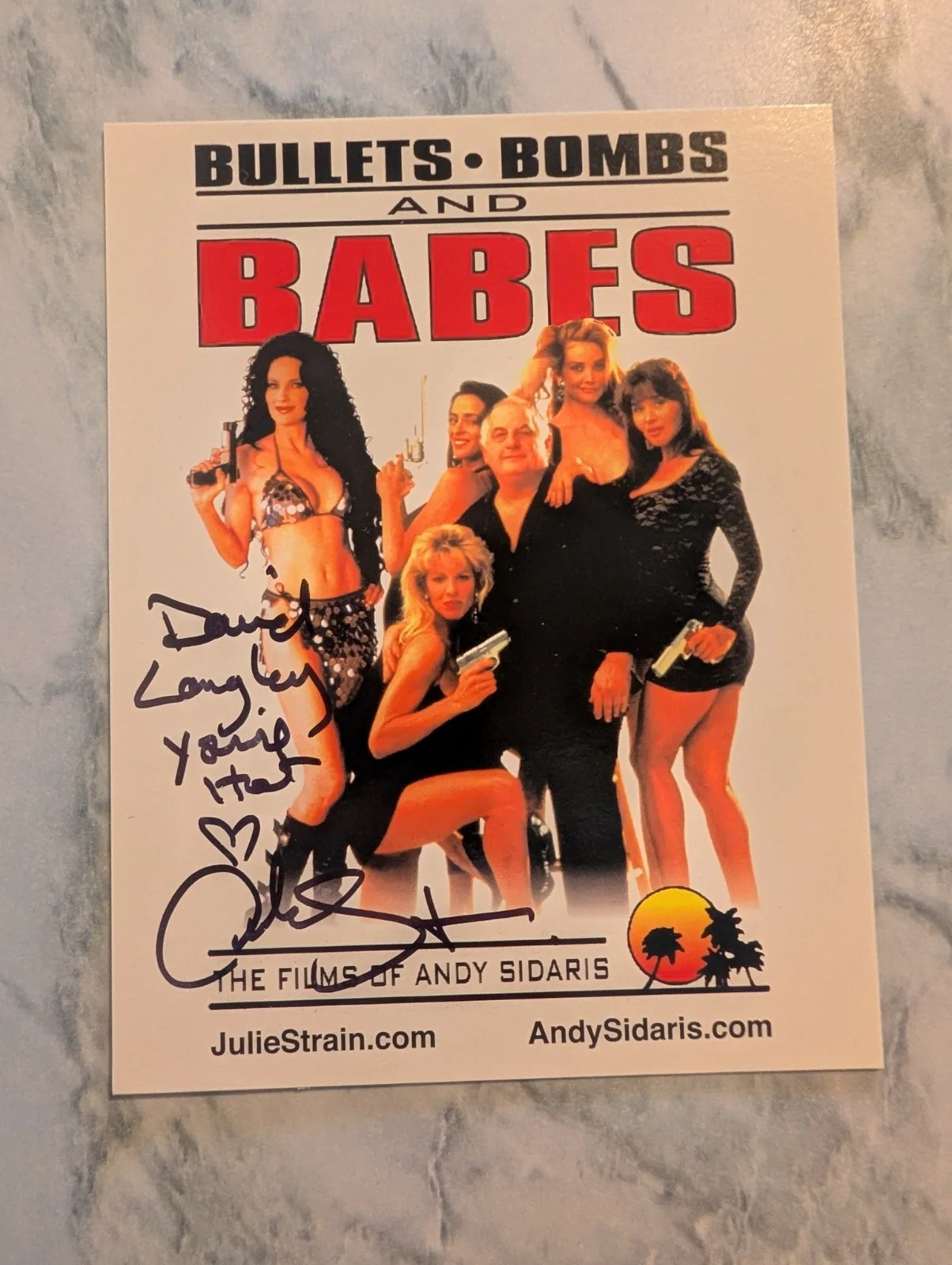 Julie Strain — Julie Strain Signed Autograph Bullets Bombs and Babes Postcard, image 4