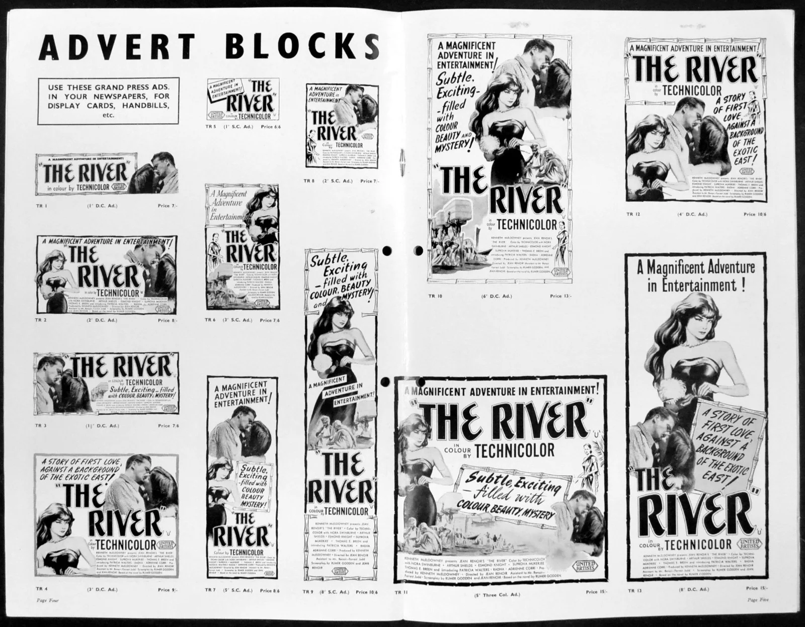 RIVER 1951 Nora Swinburne, Arthur Shields, Esmond Knight CAMPAIGN BOOK, image 2