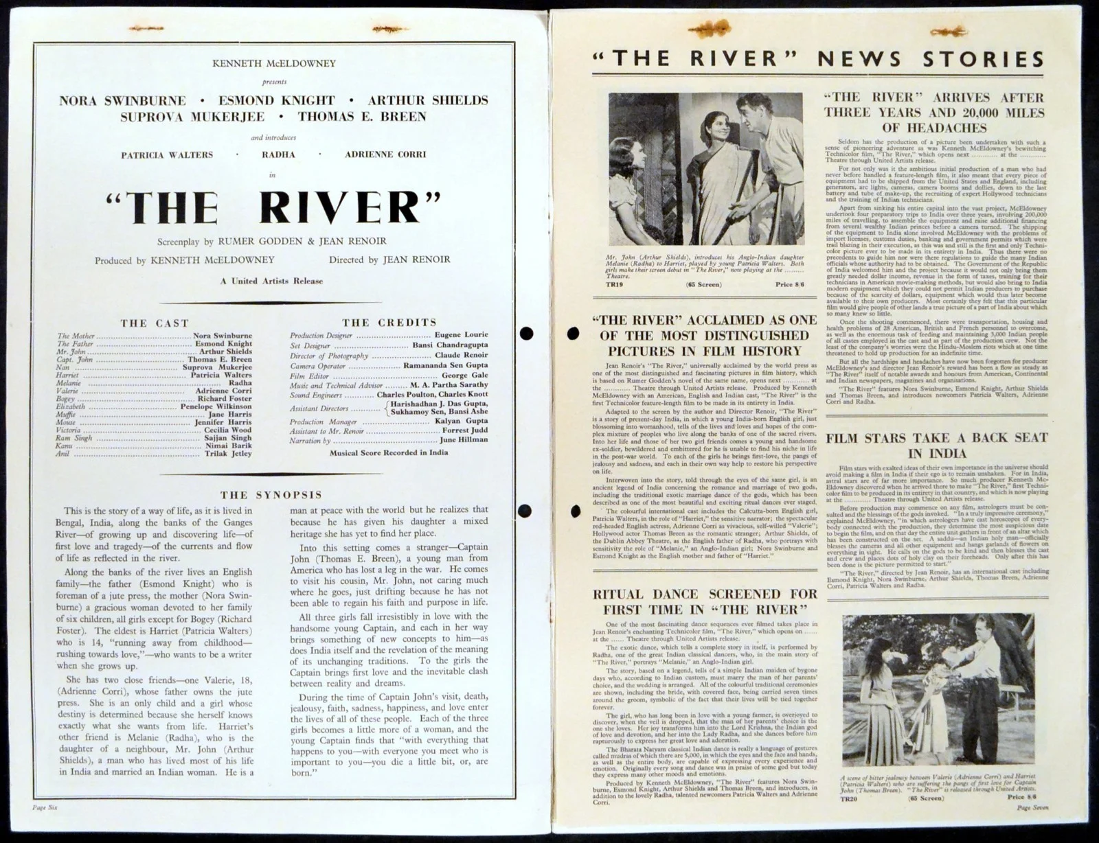 RIVER 1951 Nora Swinburne, Arthur Shields, Esmond Knight CAMPAIGN BOOK, image 3