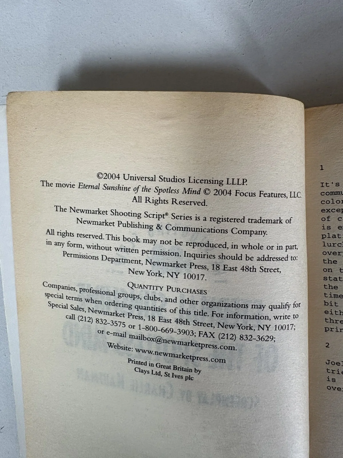 Eternal Sunshine of the Spotless Mind Shooting Script Book Charlie Kaufman 2004, изображение 4