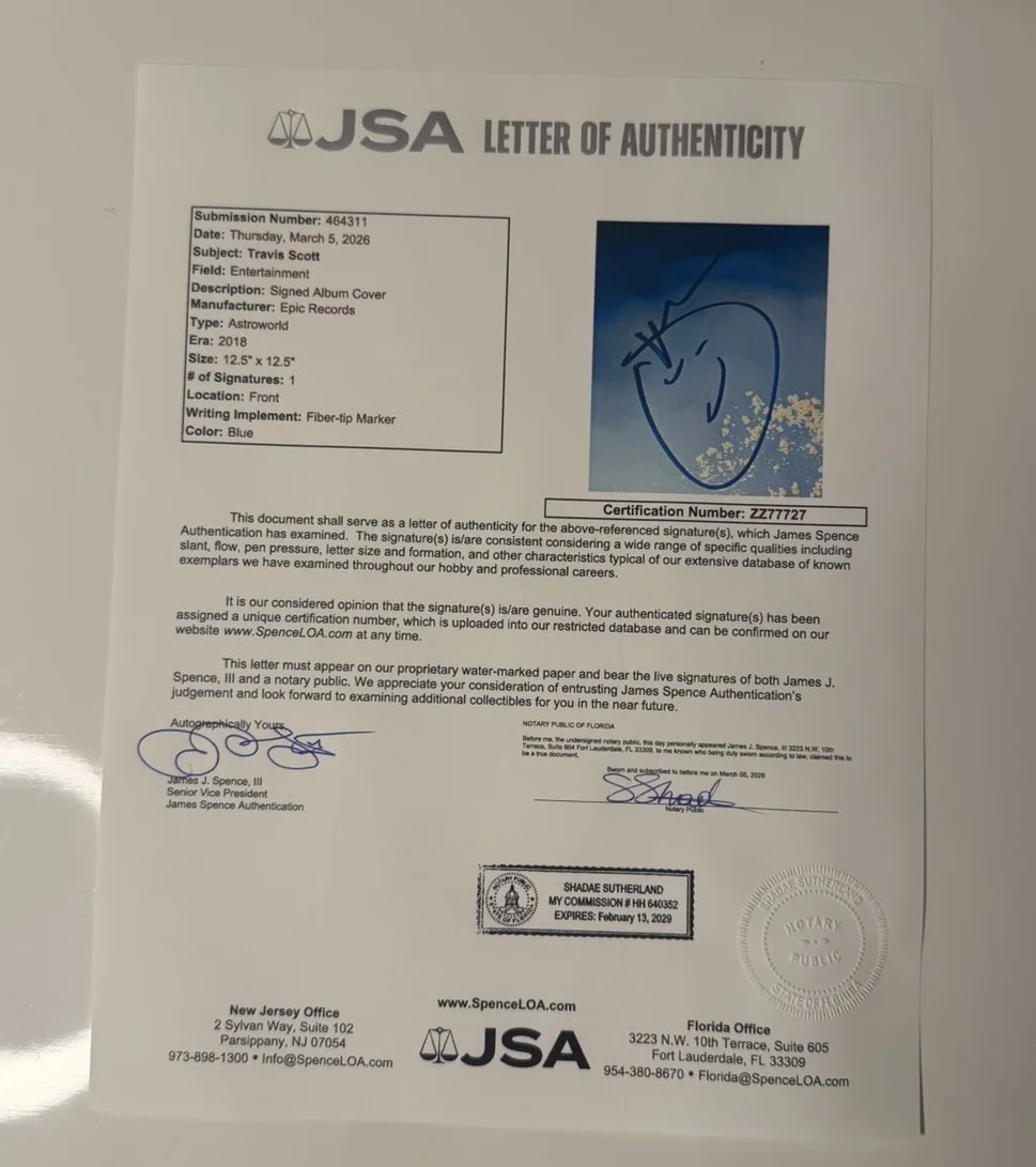 Travis Scott Rapper Autographed ASTROWORLD Vinyl Record Cactus Jack Rare JSA LOA, image 2
