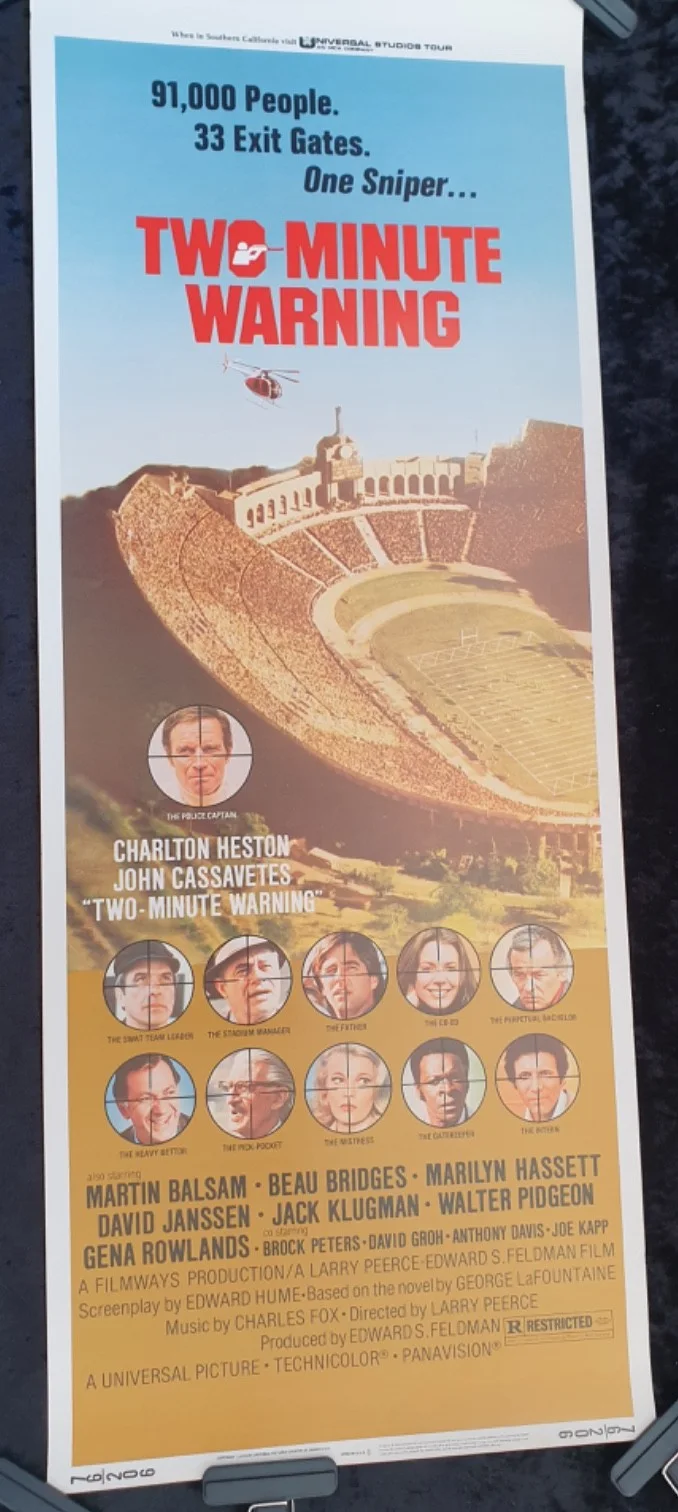 TWO MINUTE WARNING (1976) US Insert Poster 14x36 Rolled Card Numbered, image 2