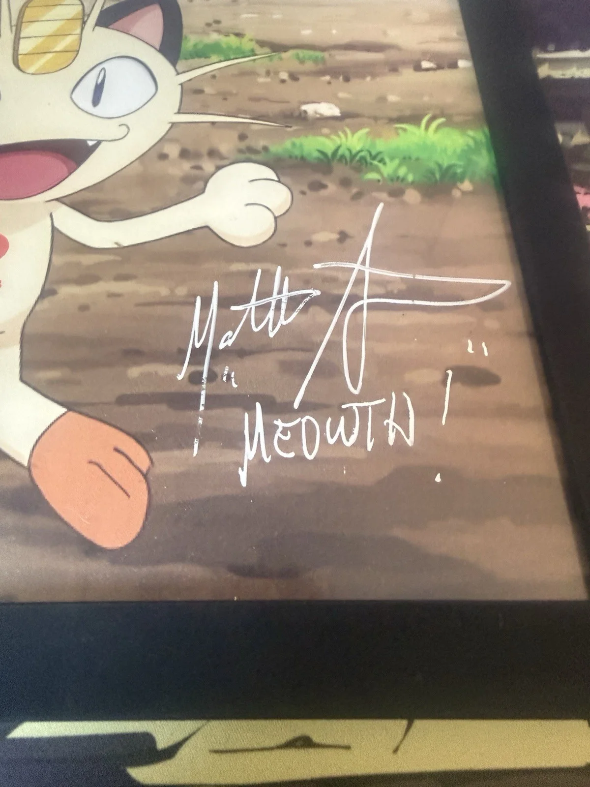Matthew Sussman — Framed Meowth Pokemon signed photo by original voice actor Matthew Sussman, image 2