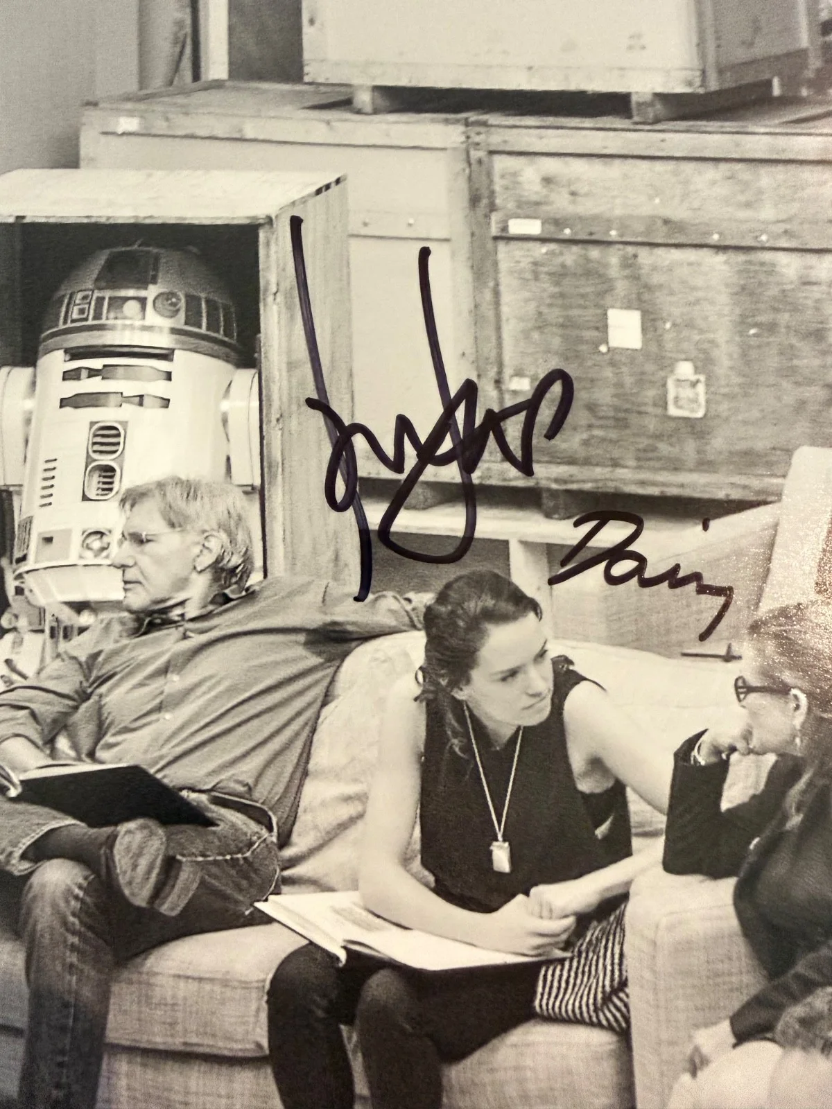 5 cast members — Star Wars Force Awakens CAST SIGNED Poster - Harrison Ford Driver Ridley PSA/DNA, image 3