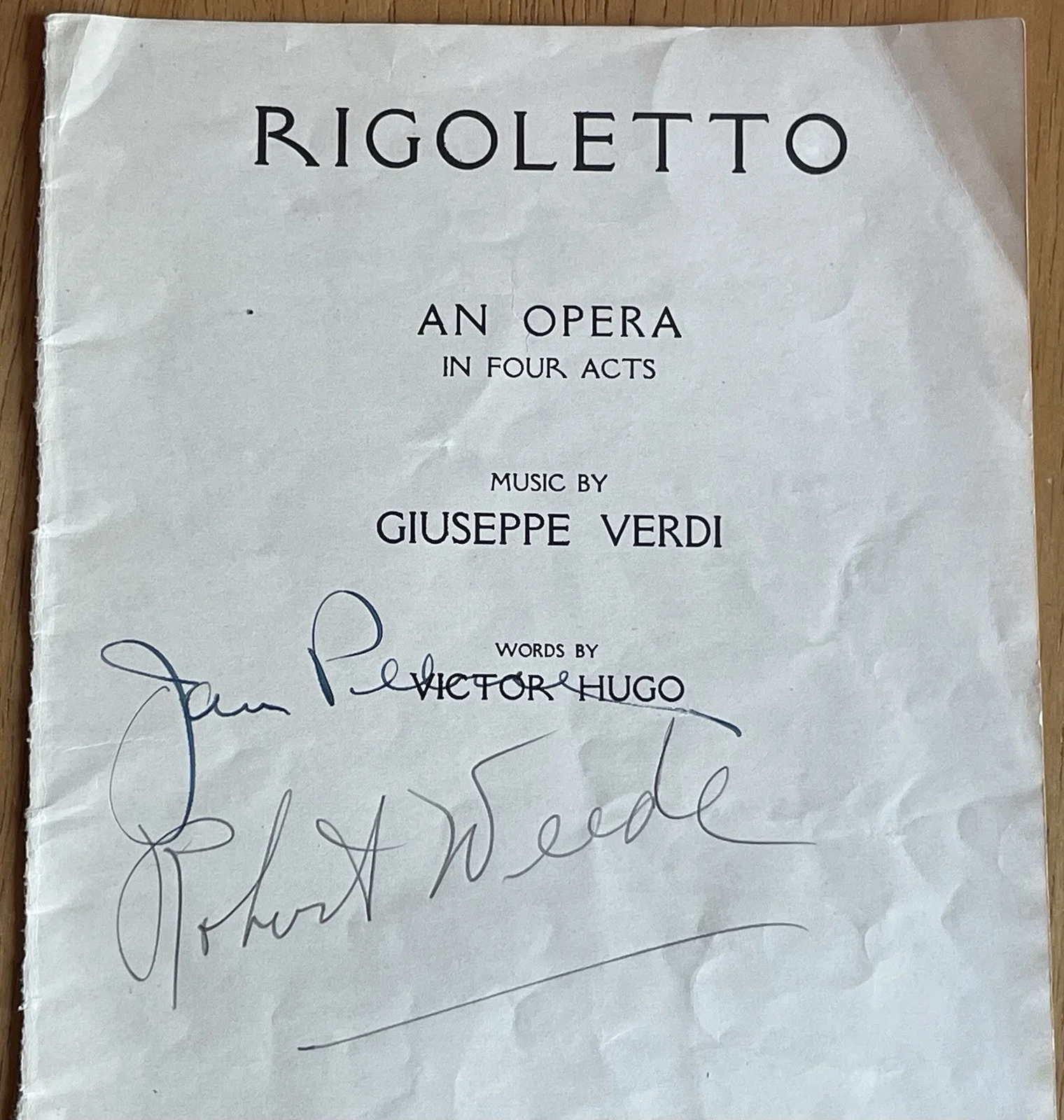 Opera Singers Jan Peerce & Robert Weede Autograph Program "Rigoletto", image 3