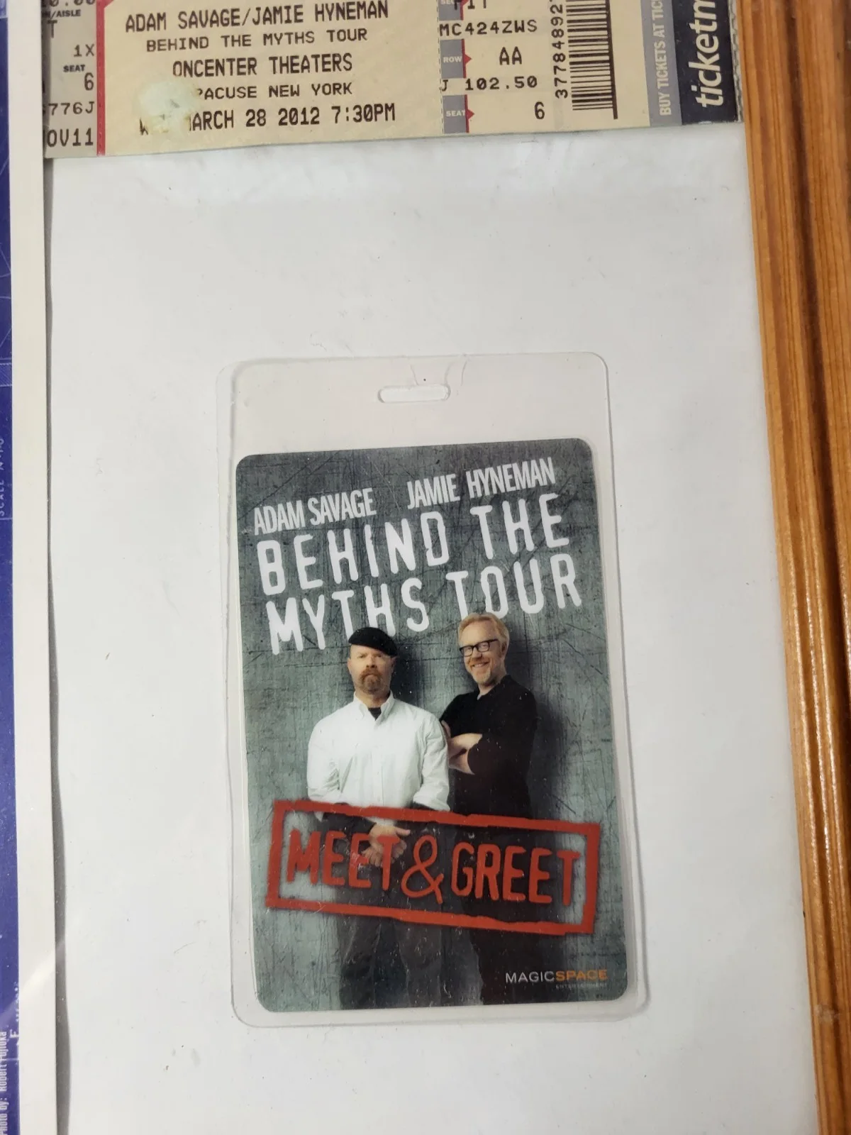 ADAM SAVAGE JAMIE HYNEMAN SIGNED 8x10 AUTOGRAPHED MYTHBUSTERS Tour Ticket Pass +, image 2