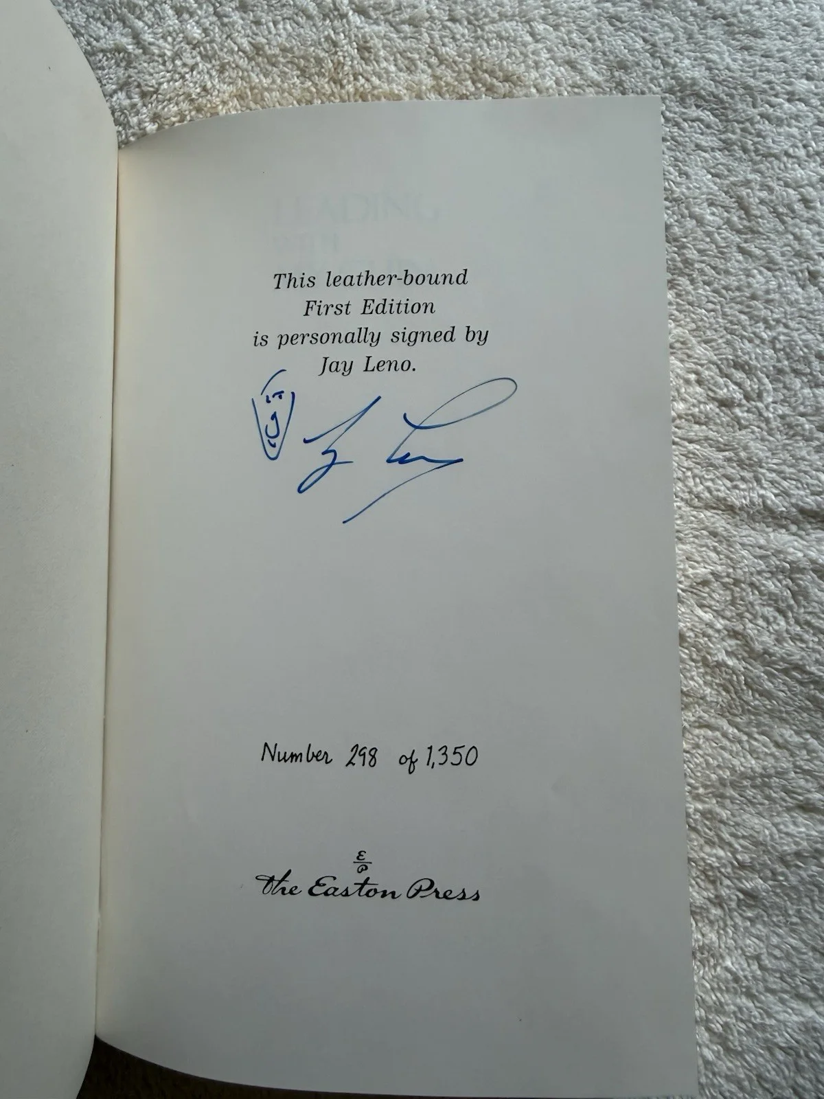 Jay Leno “Leading With My Chin” SIGNED FIRST EDITION Easton Press #298 of 1,350, изображение 4