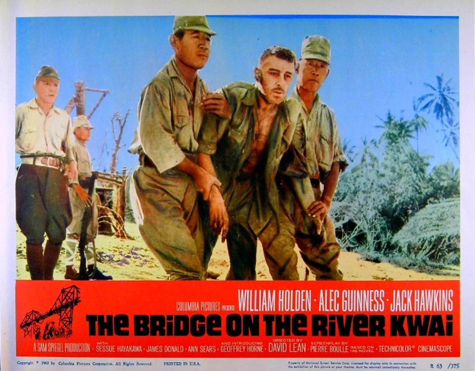 BRIDGE ON THE RIVER KWAI 1957 Jack Hawkins, William Holden 3 LOBBY CARDS, image 2