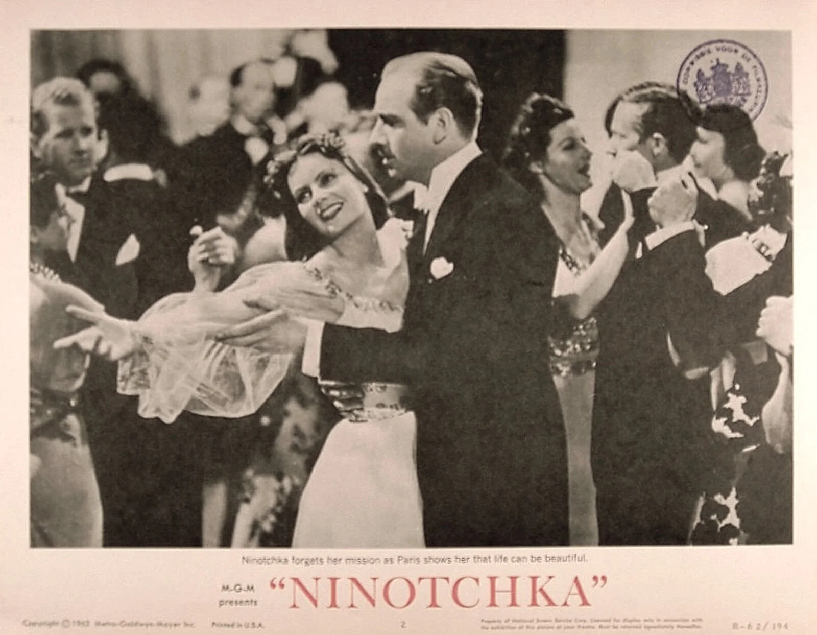 NINOTCHKA 1939 Greta Garbo Melvyn Douglas, Ina Claire, Sig Ruman LOBBY SET, изображение 2