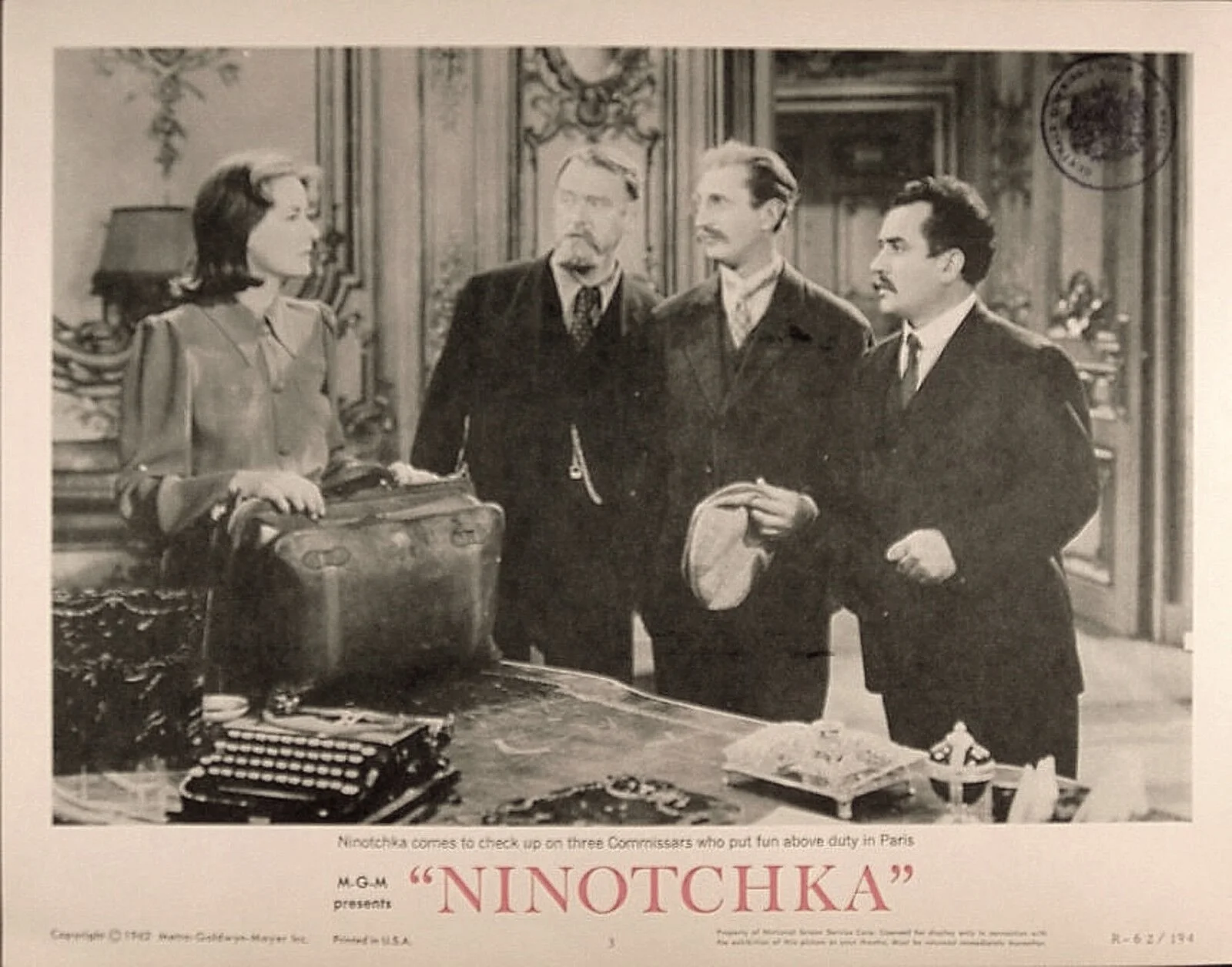 NINOTCHKA 1939 Greta Garbo Melvyn Douglas, Ina Claire, Sig Ruman LOBBY SET, изображение 3