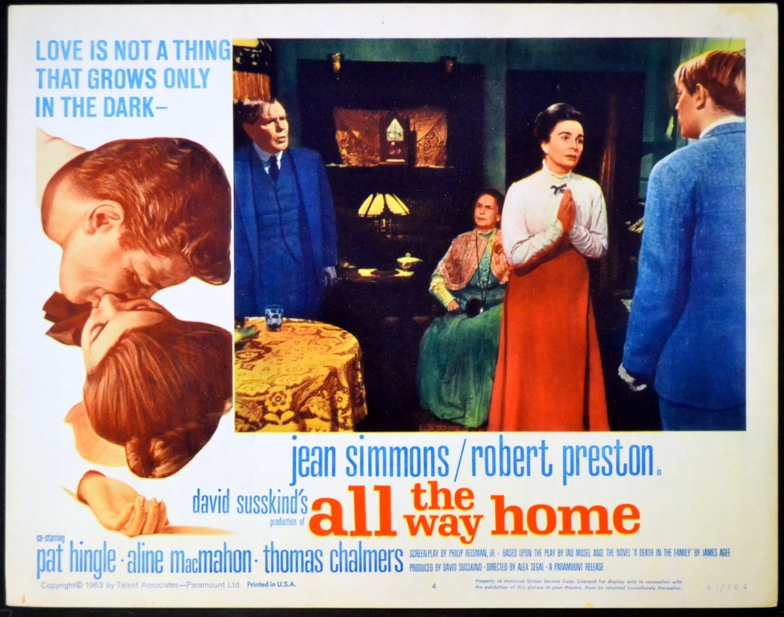 ALL THE WAY HOME 1963 Robert Preston, Jean Simmons 4 LOBBY CARDS, image 2