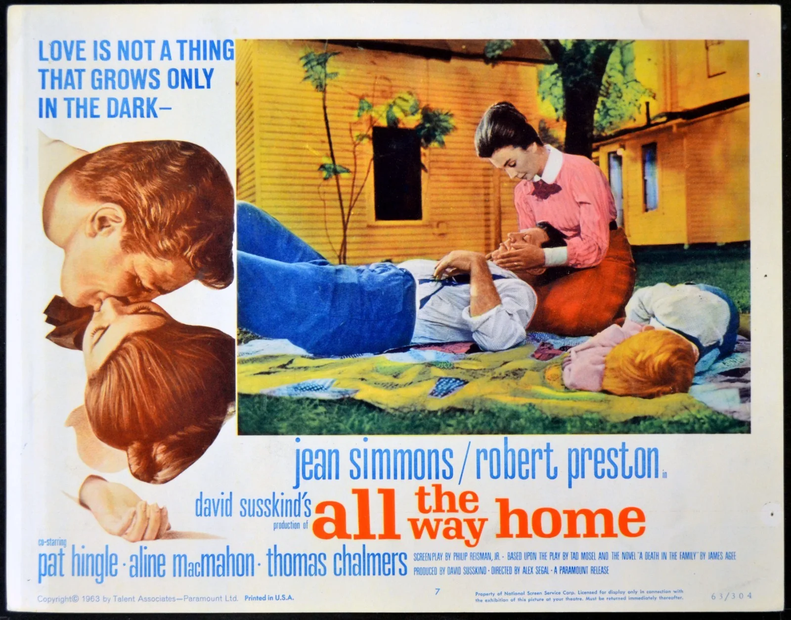 ALL THE WAY HOME 1963 Robert Preston, Jean Simmons 4 LOBBY CARDS, image 3