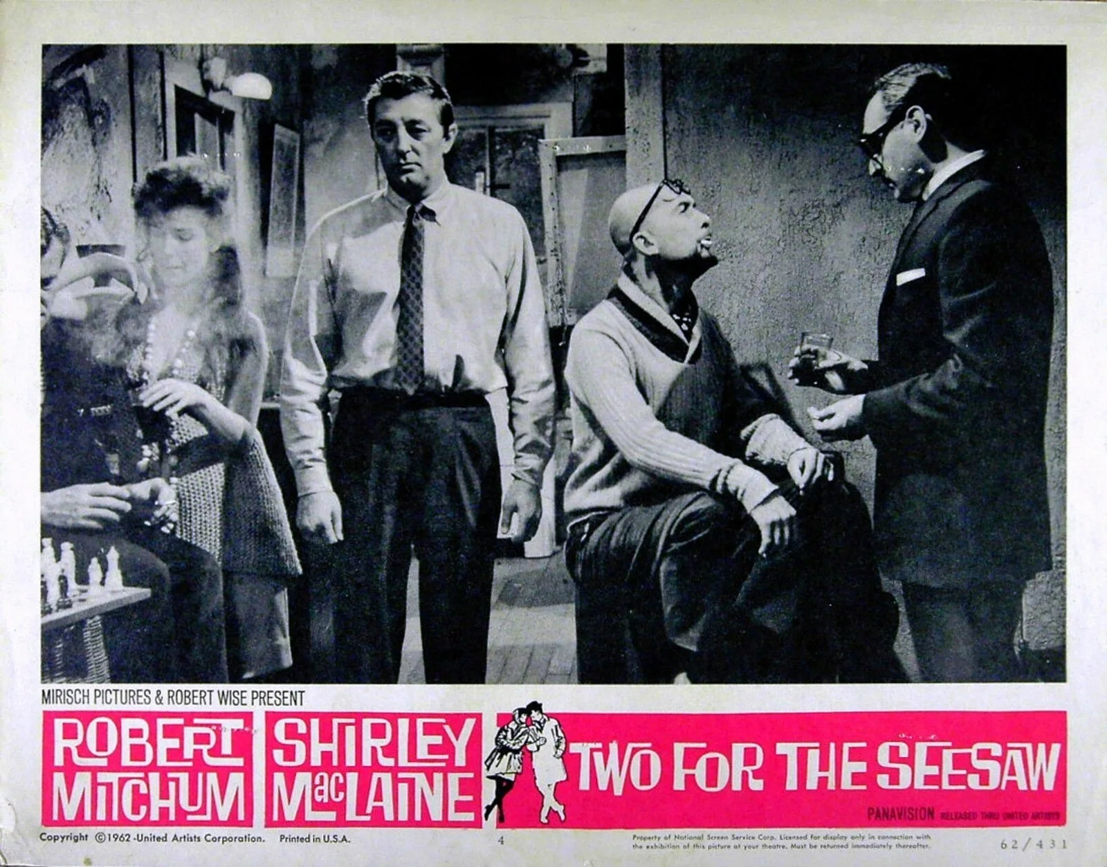 TWO FOR THE SEESAW 1962 Robert Mitchum, Shirley Maclaine 4 LOBBY CARDS, изображение 2