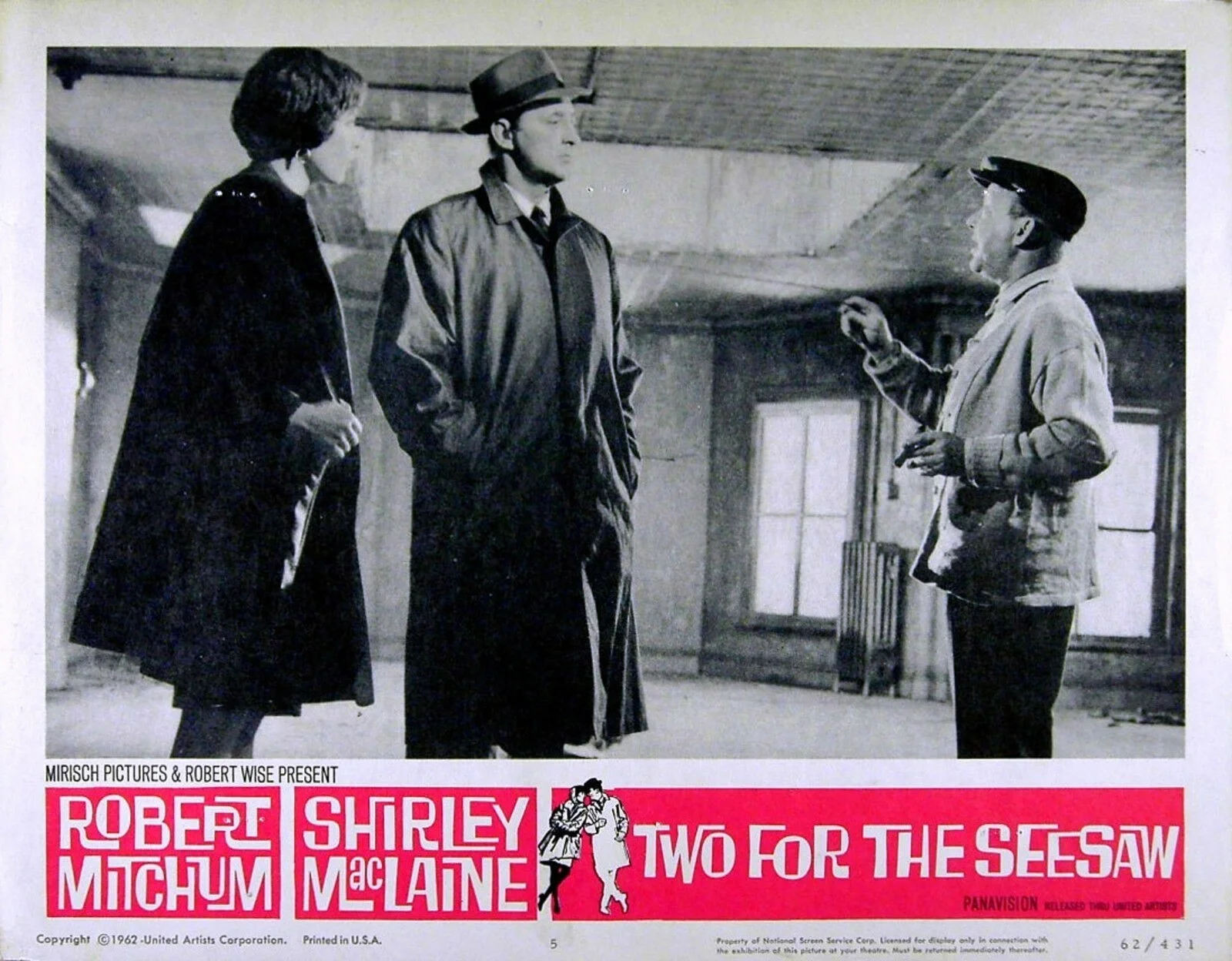TWO FOR THE SEESAW 1962 Robert Mitchum, Shirley Maclaine 4 LOBBY CARDS, изображение 3