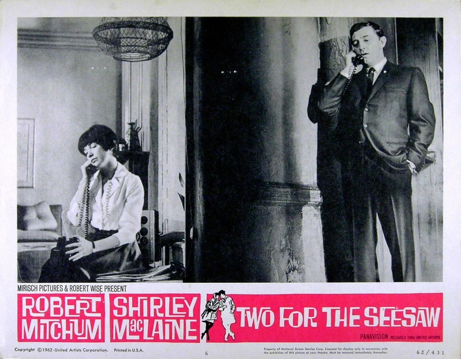 TWO FOR THE SEESAW 1962 Robert Mitchum, Shirley Maclaine 4 LOBBY CARDS, изображение 4