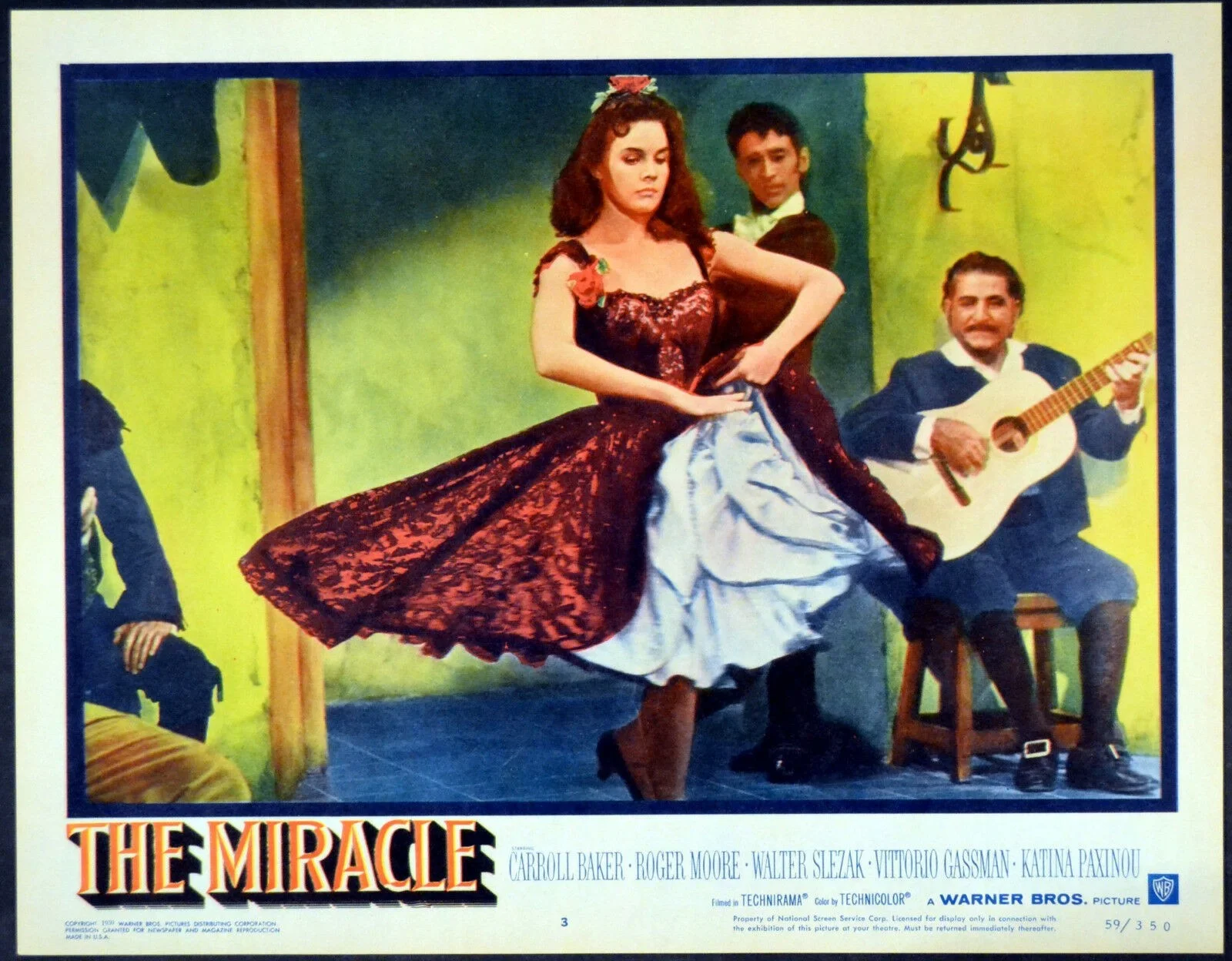 MIRACLE 1959 Carroll Baker, Roger Moore, Vittorio Gassman 4 LOBBY CARDS, image 2
