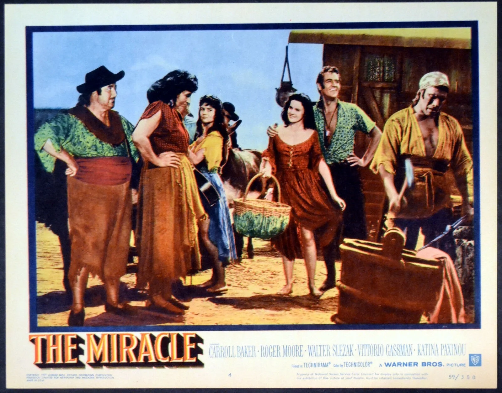 MIRACLE 1959 Carroll Baker, Roger Moore, Vittorio Gassman 4 LOBBY CARDS, image 3