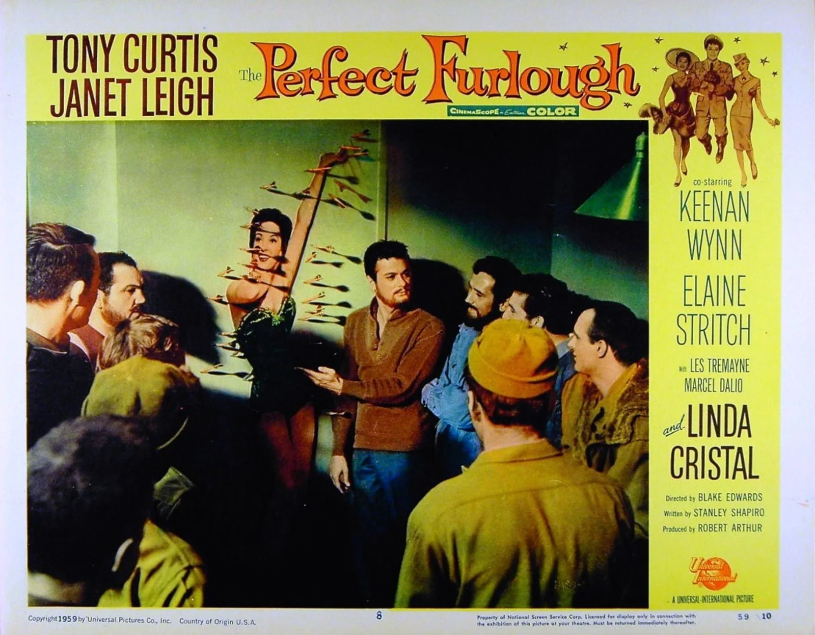 PERFECT FURLOUGH 1958 Janet Leigh, Tony Curtis, Keenan Wynn 4 LOBBY CARDS, изображение 4