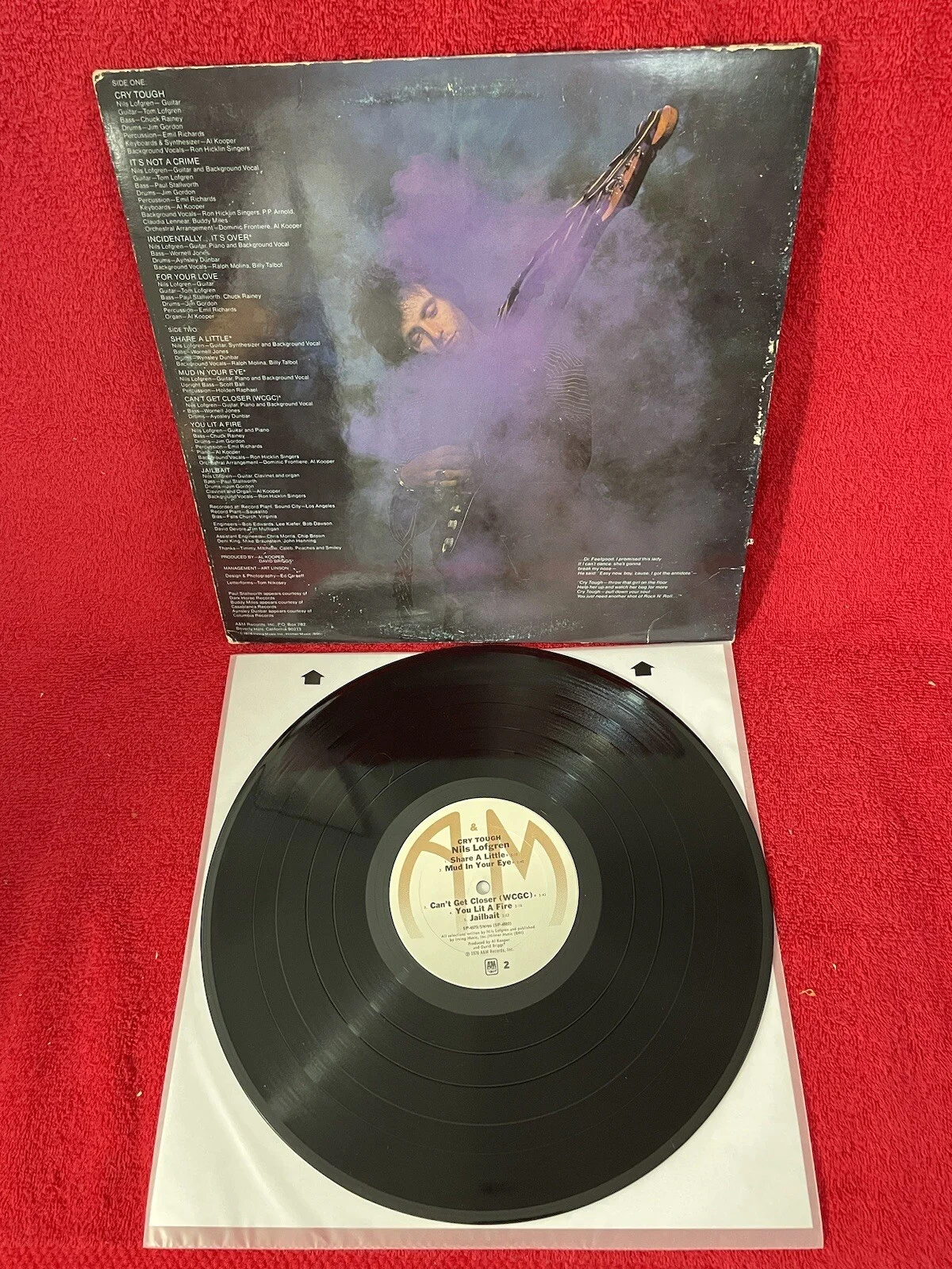 NILS LOFGREN Signed Autographed CRY TOUGH LP ALBUM Bruce Springsteen Guitarist, изображение 3