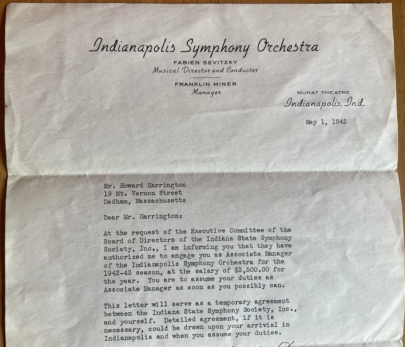 Russian Conductor Fabien Sevitzky Autograph Letter to Symphony Manager, изображение 4