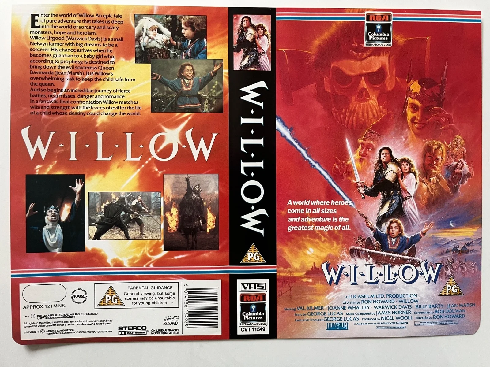 VHS VIDEO SLEEVE - WILLOW (1988) - SLEEVE ONLY, image 2