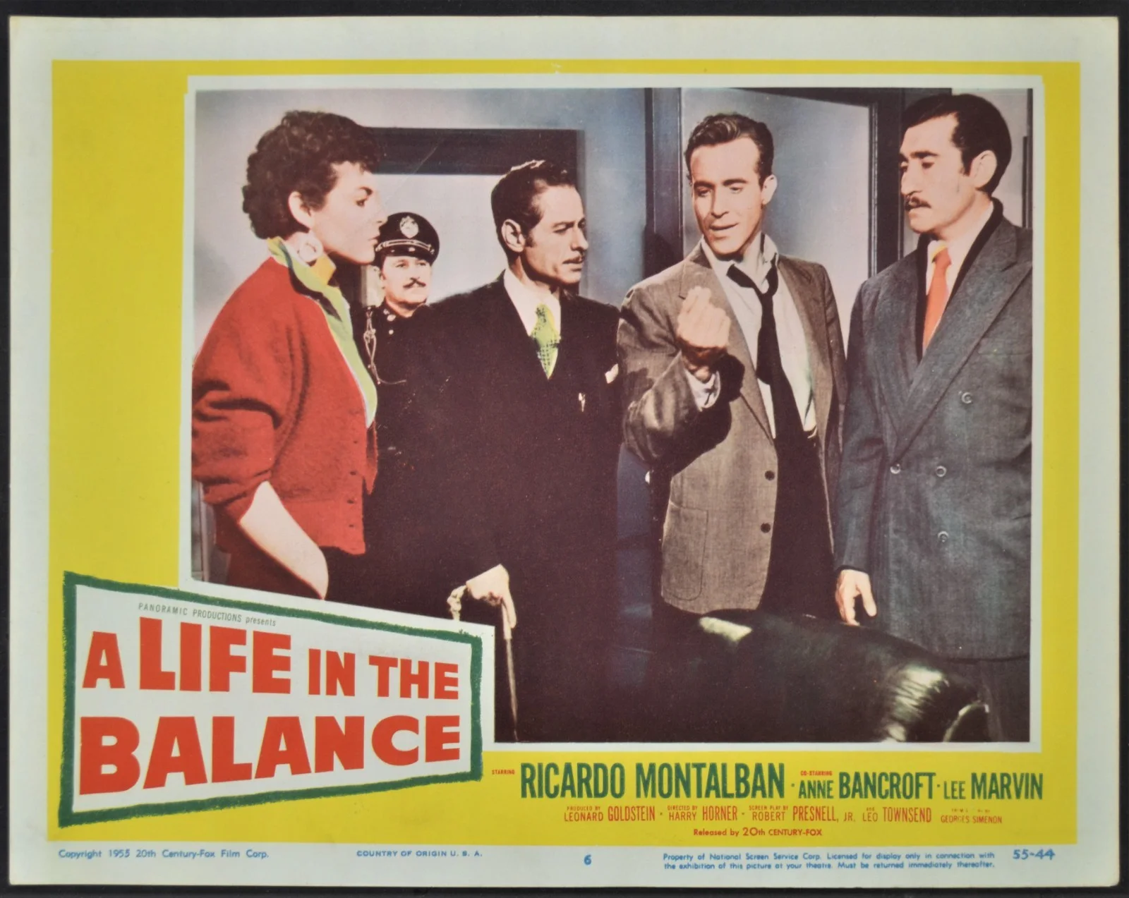 A LIFE IN THE BALANCE 1955 Ricardo Montalban Anne Bancroft, Lee Marvin LOBBY SET, изображение 5