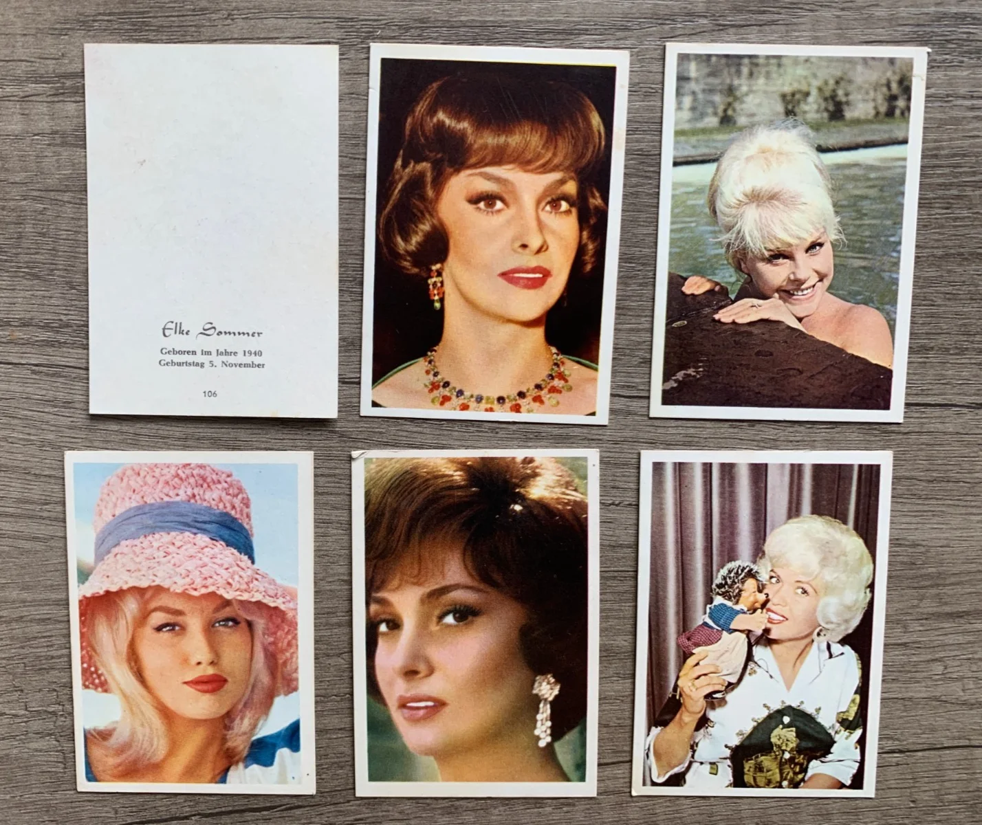 6 x Vintage 1960s German Film Star Cards Mansfield Lollobrigida Sommer Demongeot, изображение 2
