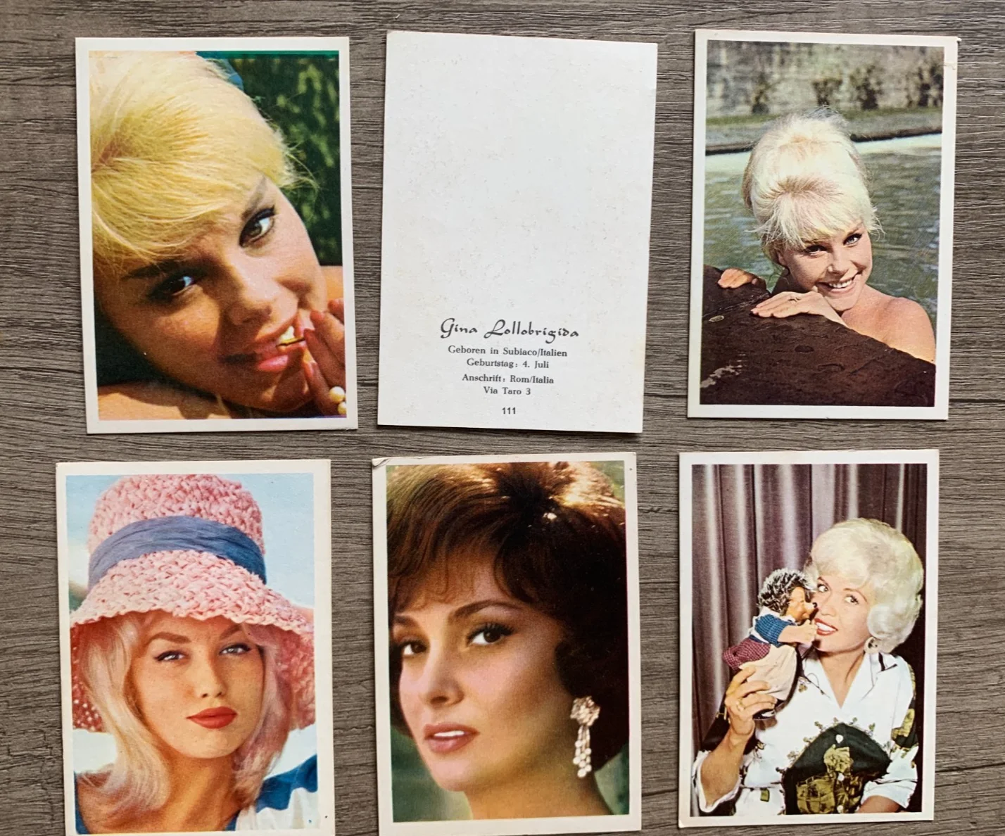 6 x Vintage 1960s German Film Star Cards Mansfield Lollobrigida Sommer Demongeot, изображение 3