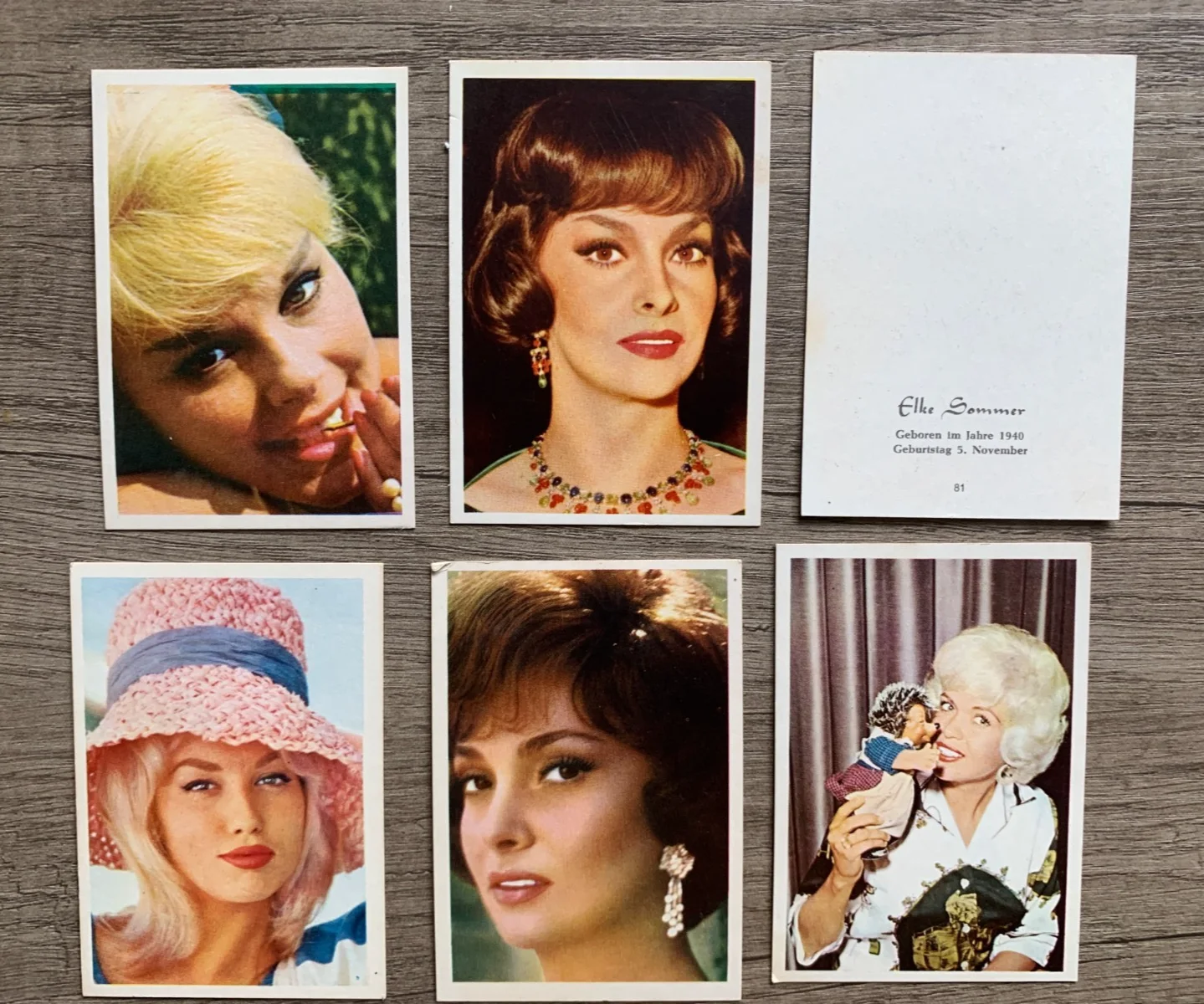 6 x Vintage 1960s German Film Star Cards Mansfield Lollobrigida Sommer Demongeot, изображение 4