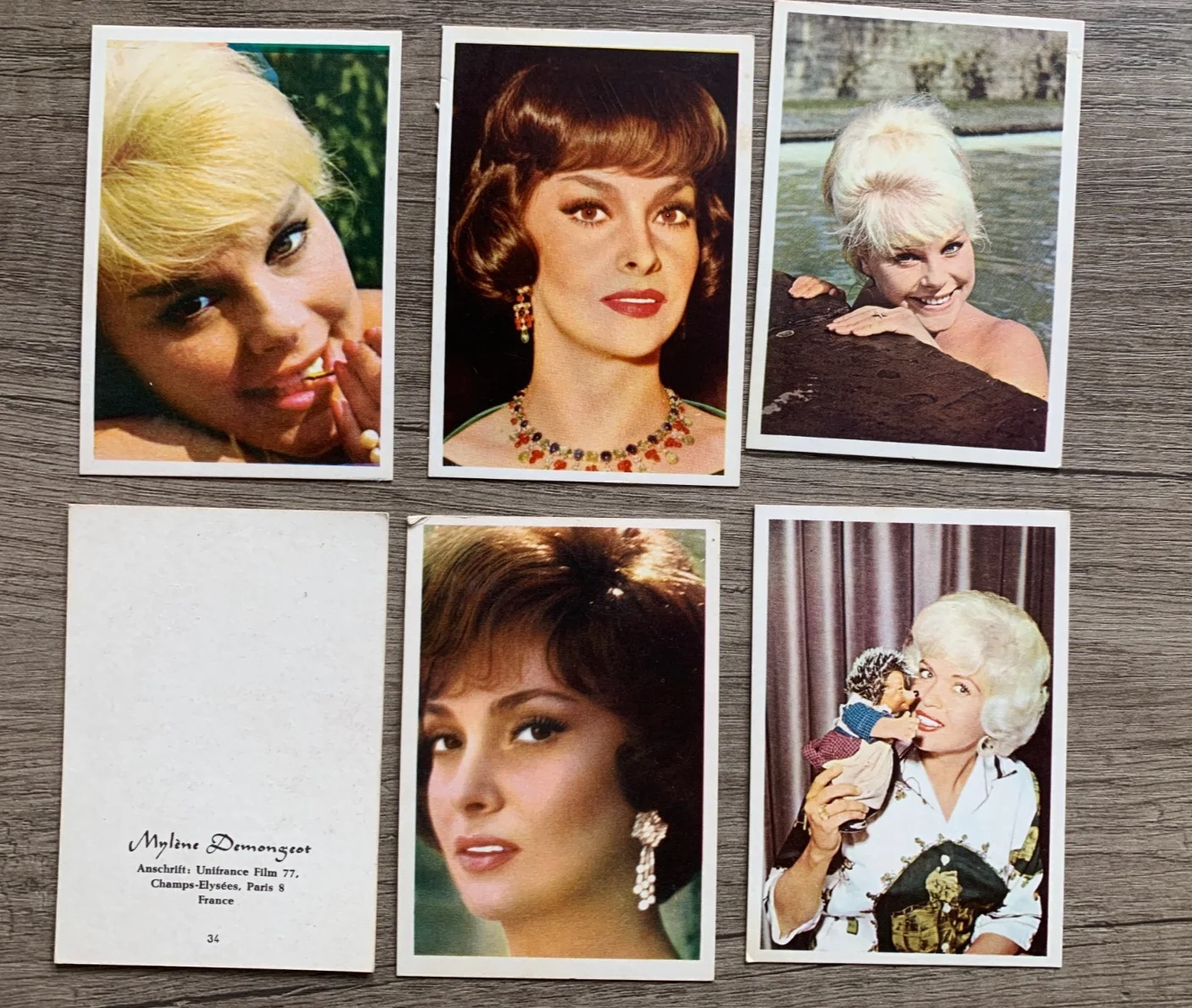 6 x Vintage 1960s German Film Star Cards Mansfield Lollobrigida Sommer Demongeot, изображение 5