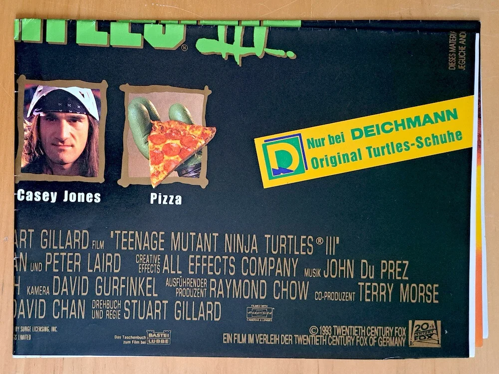 TEENAGE MUTANT NINJA TURTLES III ORIGINAL GERMAN THEATRICAL FILM POSTER, изображение 2
