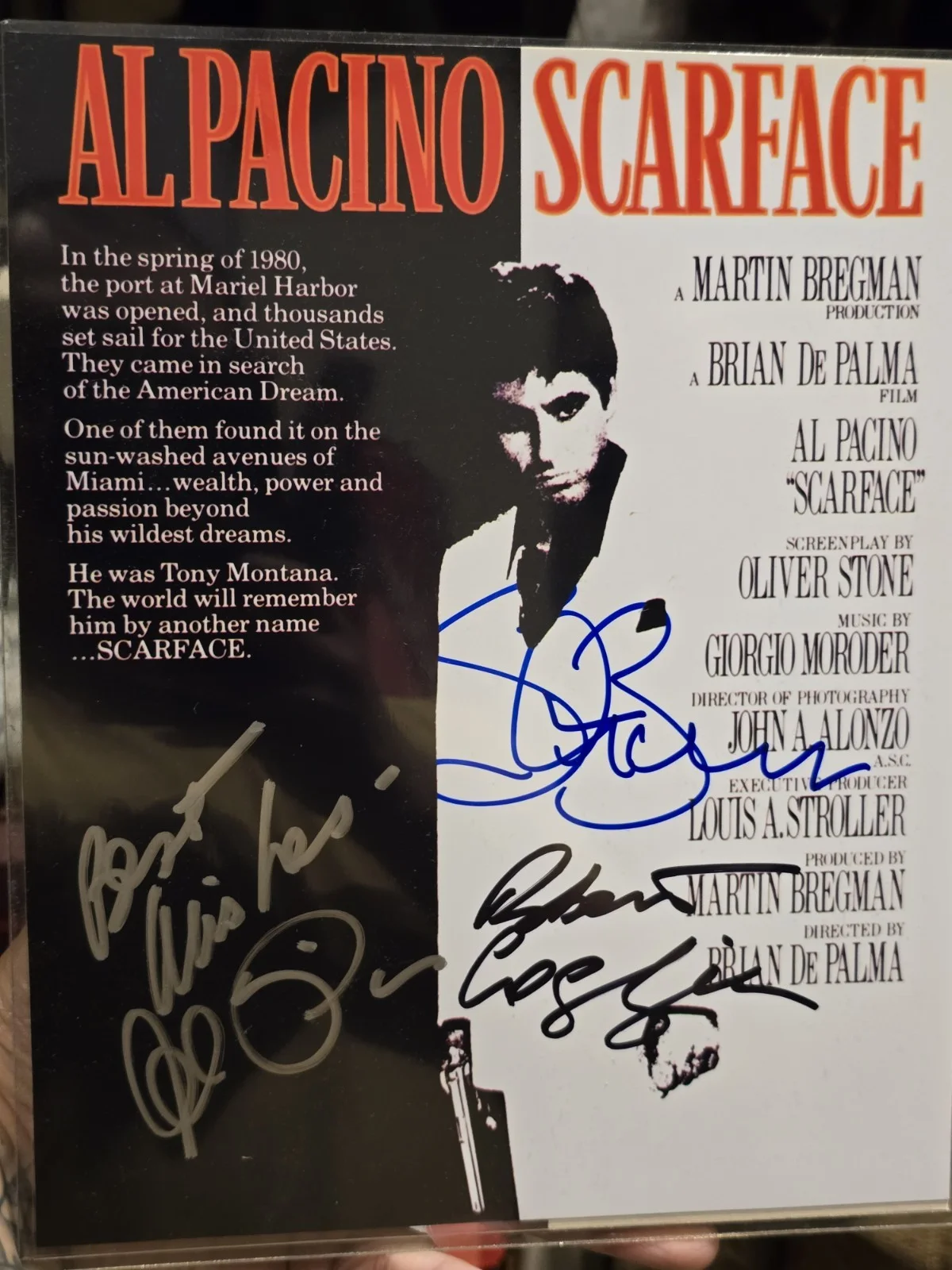 "Scarface" Cast Signed Poster Including Al Pacino's Signature w certificate, изображение 2