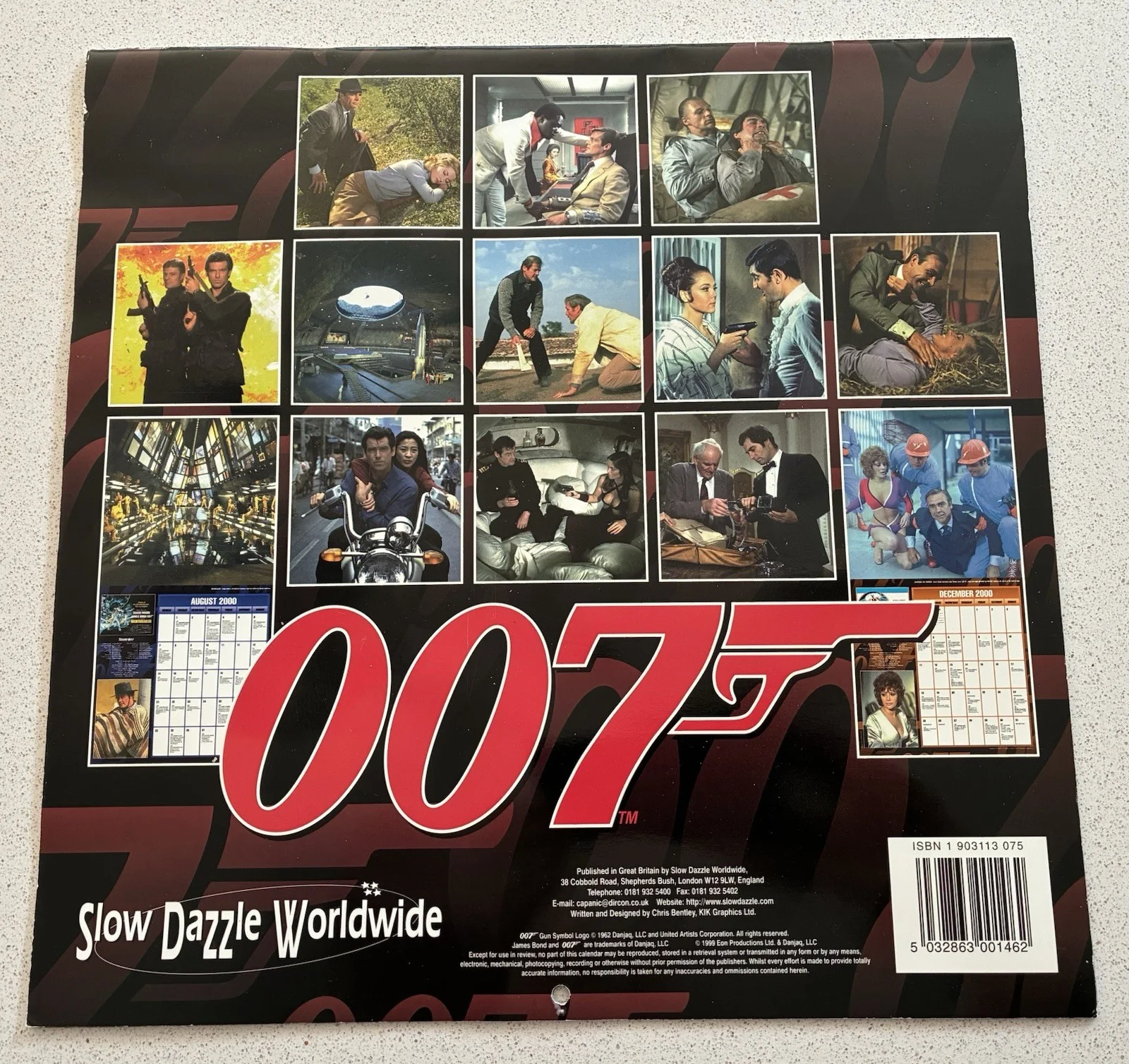 JAMES BOND 007 - THE OFFICIAL 2000 CALENDAR - ROGER MOORE / MOONRAKER COVER, image 2