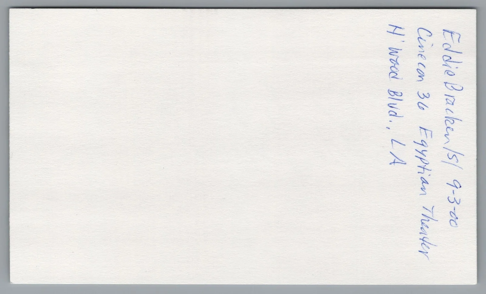 Eddie Bracken — Eddie Bracken Signed 3x5 Index Card Hail The Conquering Hero Autographed, image 2