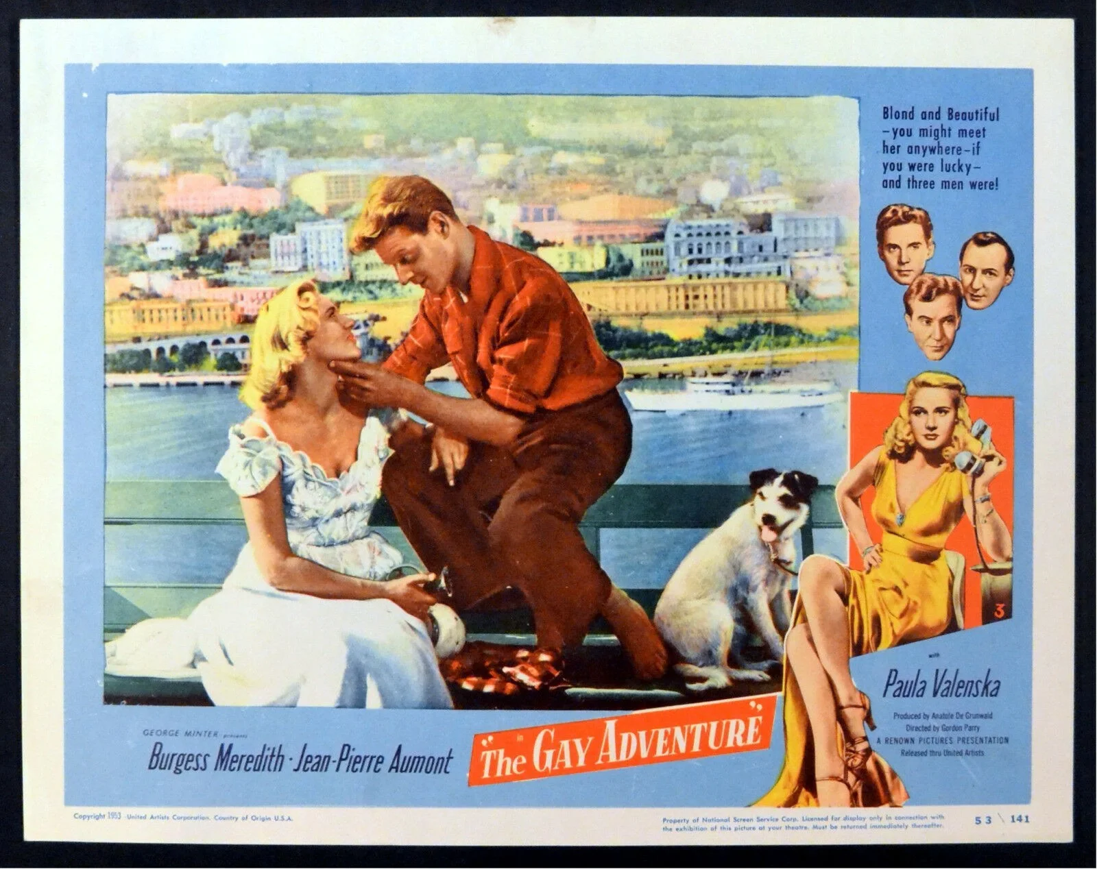 GAY ADVENTURE 1949 Burgess Meredith, Jean-Pierre Aumont 4 LOBBY CARDS, изображение 3
