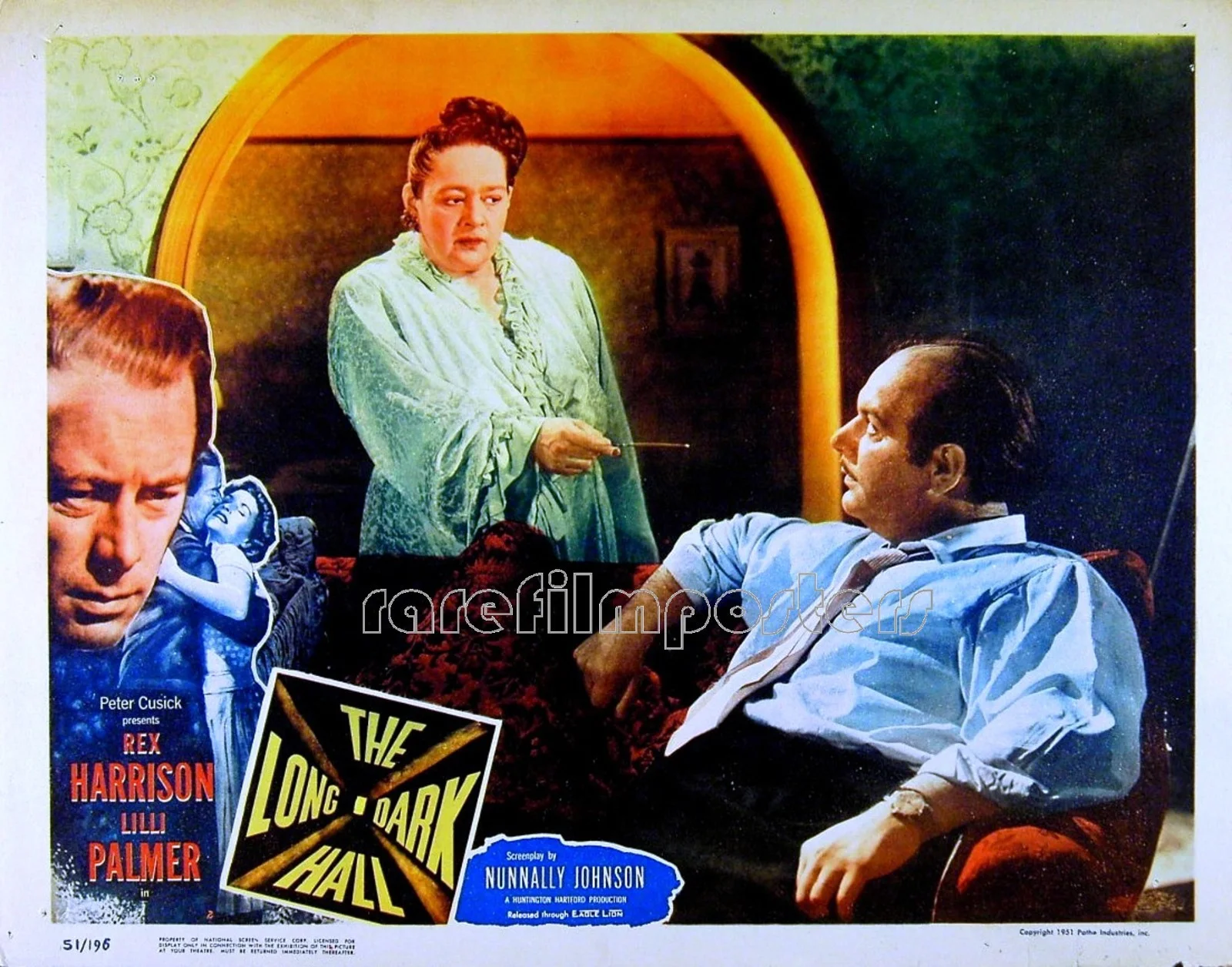 LONG DARK HALL 1951 Rex Harrison, Lilli Palmer EDGAR LUSTGARTEN 4 LOBBY CARDS, изображение 2