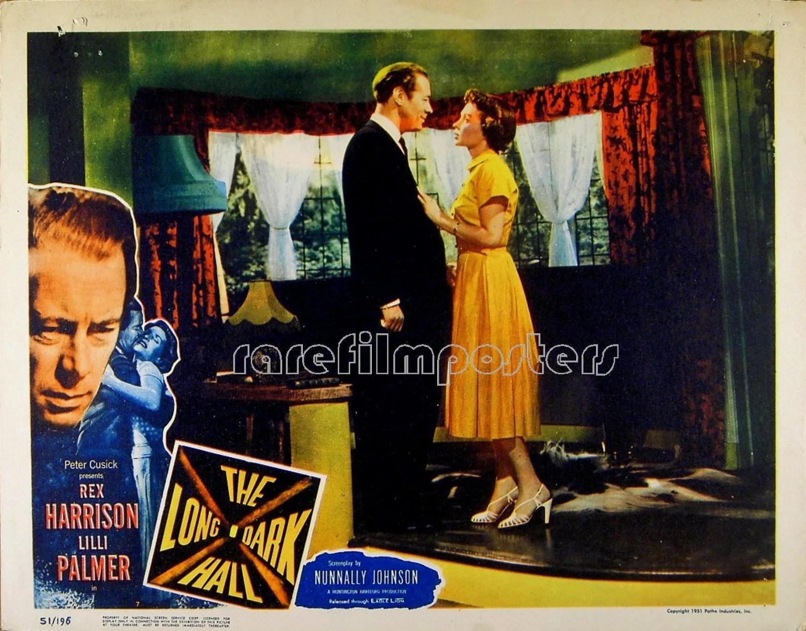 LONG DARK HALL 1951 Rex Harrison, Lilli Palmer EDGAR LUSTGARTEN 4 LOBBY CARDS, изображение 3
