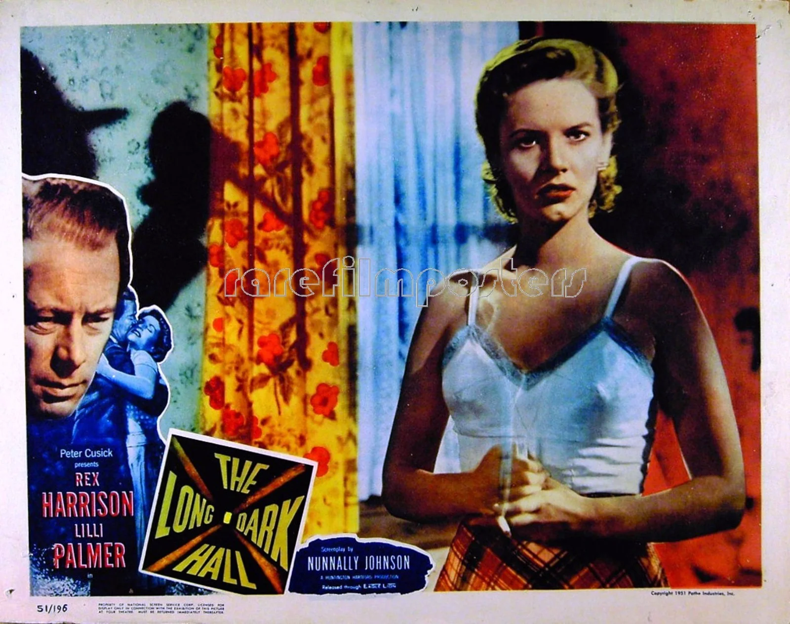 LONG DARK HALL 1951 Rex Harrison, Lilli Palmer EDGAR LUSTGARTEN 4 LOBBY CARDS, изображение 4
