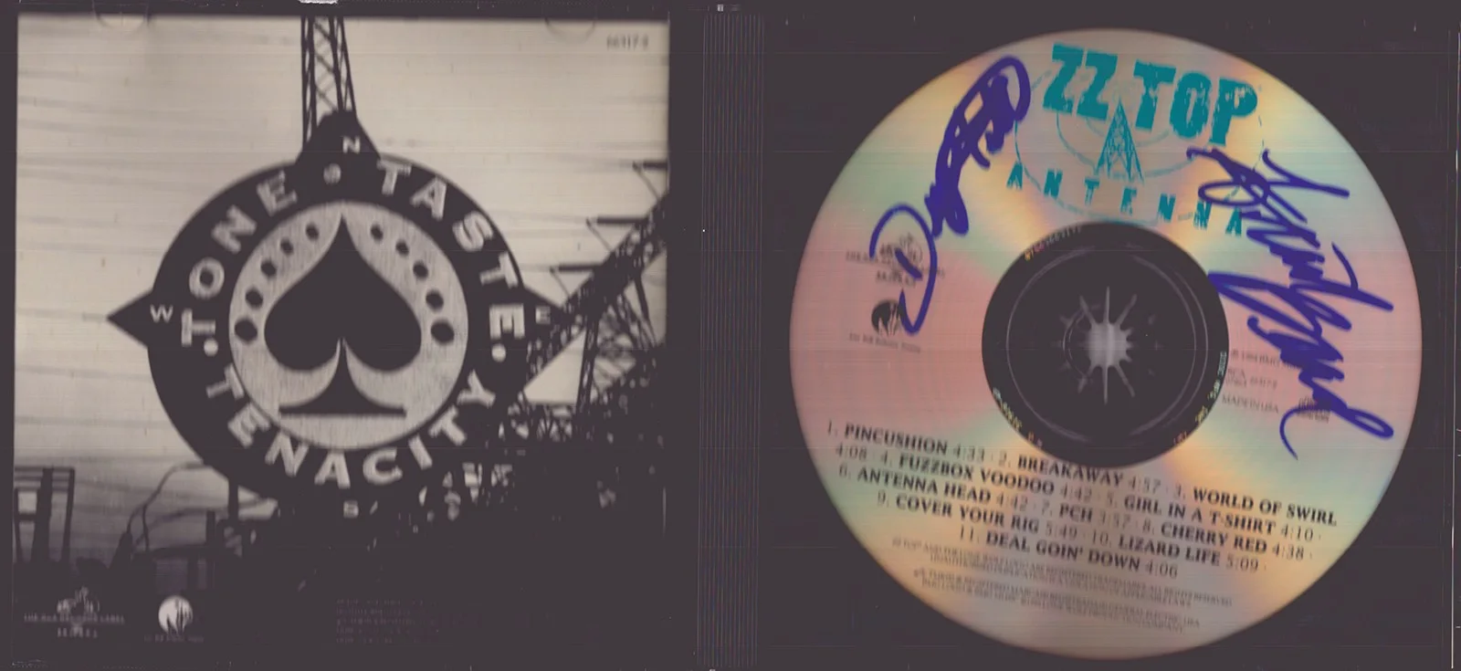 Z Top, Frank Beard, Dusty Hill, Billy Gibbons — Z Z TOP - CD COVER SIGNED CIRCA 1994, image 2
