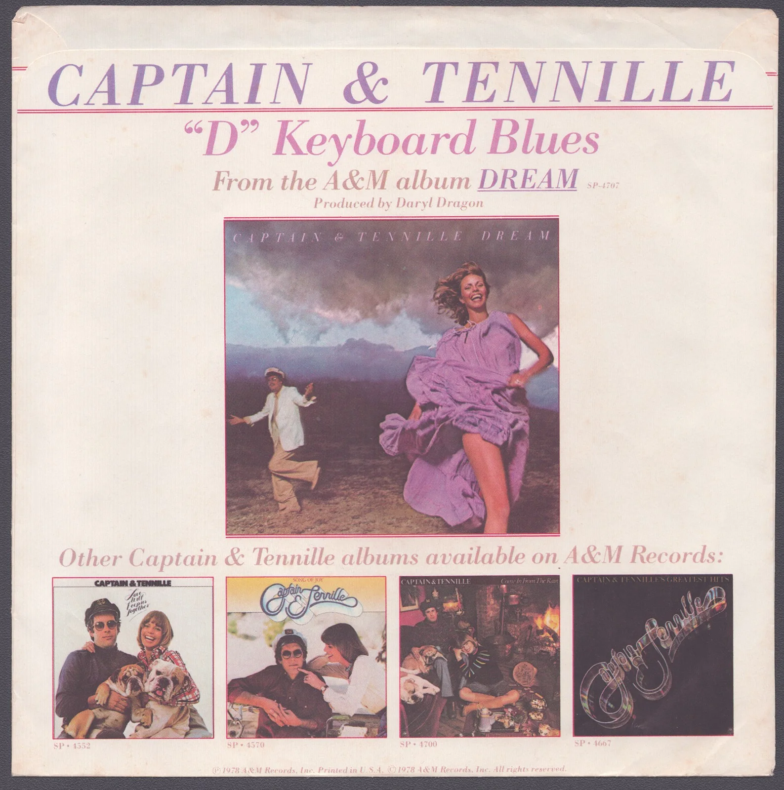 Captain, Tennille, Toni Tennille, Daryl Dragon — & TENNILLE - INSCRIBED RECORD ALBUM SLEEVE SIGNED 09/1990 WITH CO-SIGNERS, изображение 2