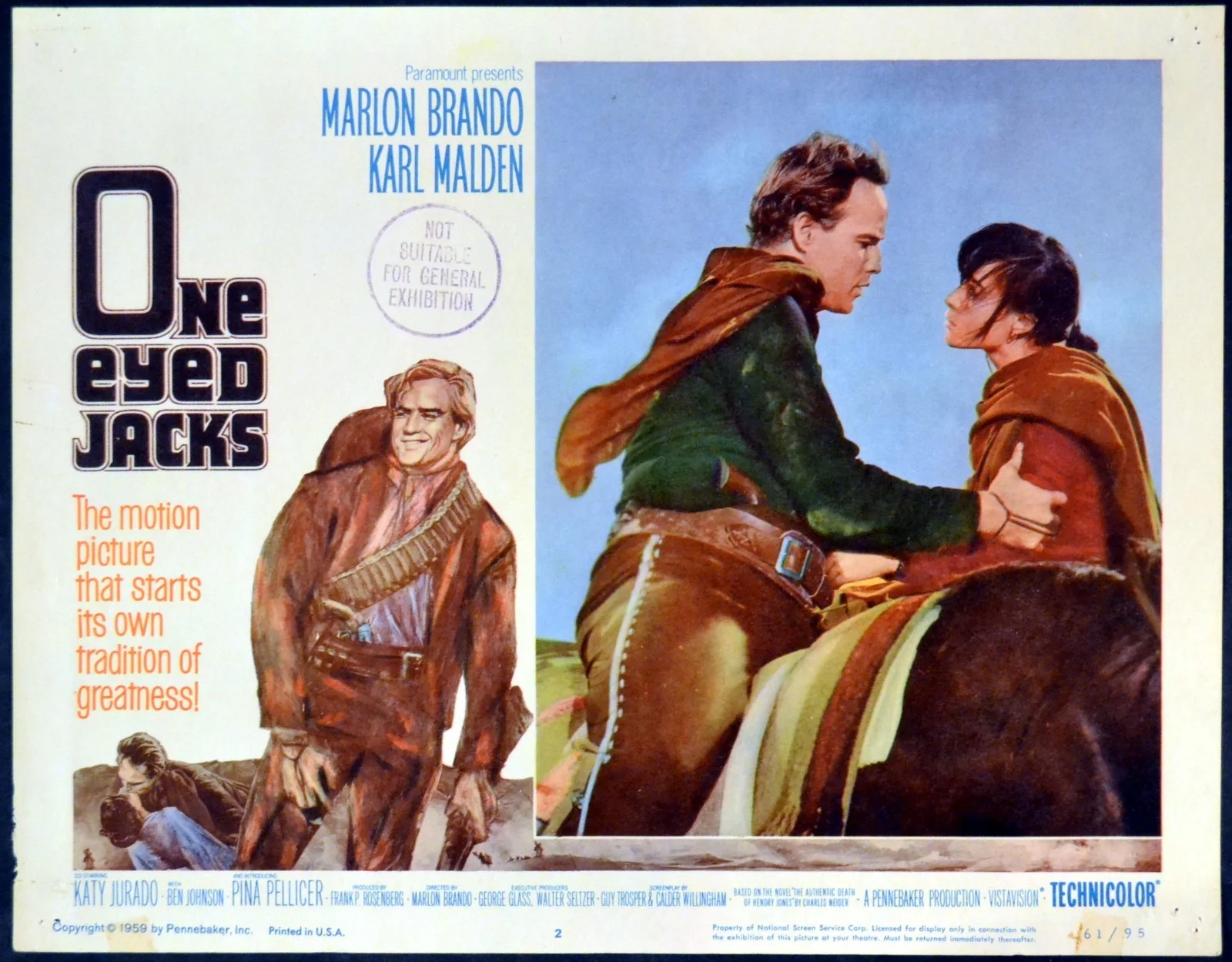 ONE-EYED JACKS 1961 Marlon Brando, Karl Malden, Pina Pellicer 5 LOBBY CARDS, изображение 3
