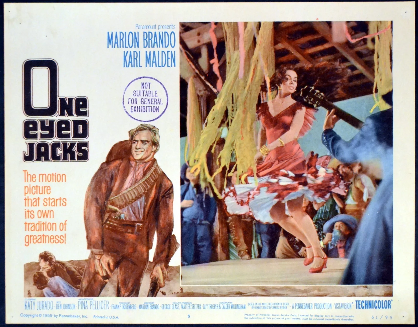 ONE-EYED JACKS 1961 Marlon Brando, Karl Malden, Pina Pellicer 5 LOBBY CARDS, изображение 5