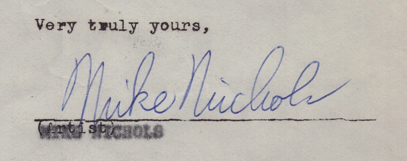 Mike Nichols — MIKE NICHOLS - DOCUMENT SIGNED 01/25/1961, image 2